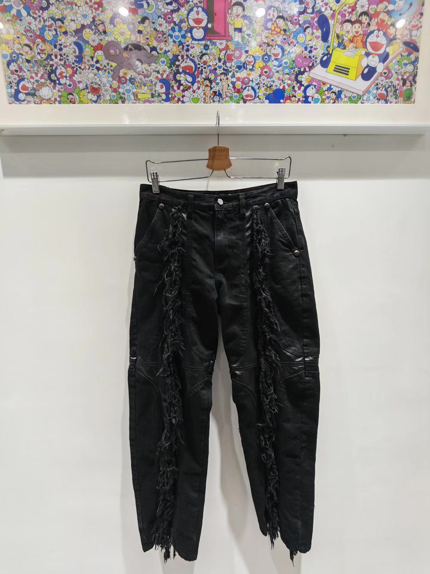 Thug Club ThugClub 24SS Fringe Leather Patch Cross Jeans Q15 Size US 32 / EU 48 - 1 Thumbnail