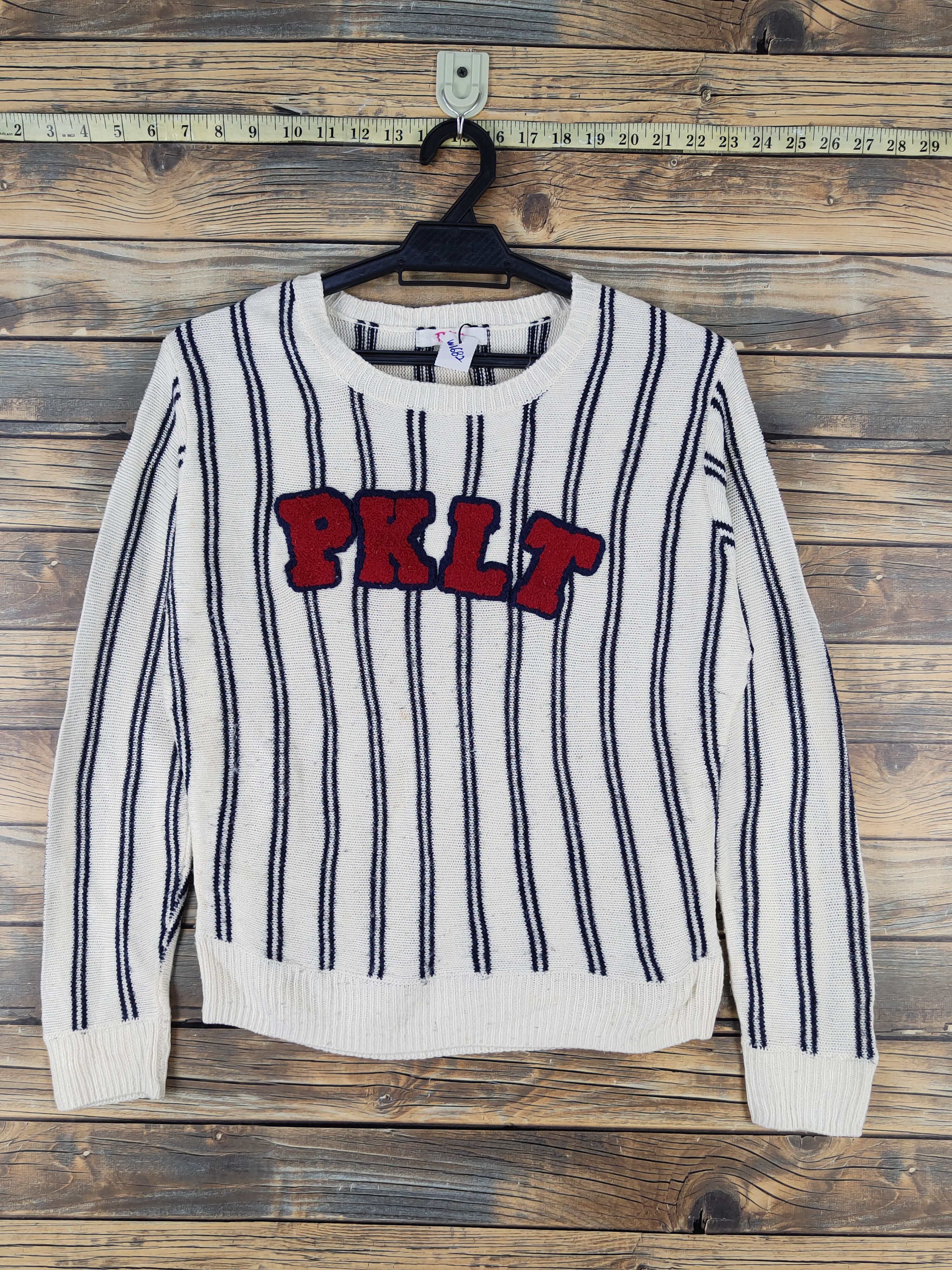 Homespun Knitwear × Japanese Brand × Vintage Pinklatte Cream Navy Stripe Knitwear Sweatshirts #W1682 Size XS / US 0-2 / IT 36-38 - 1 Thumbnail