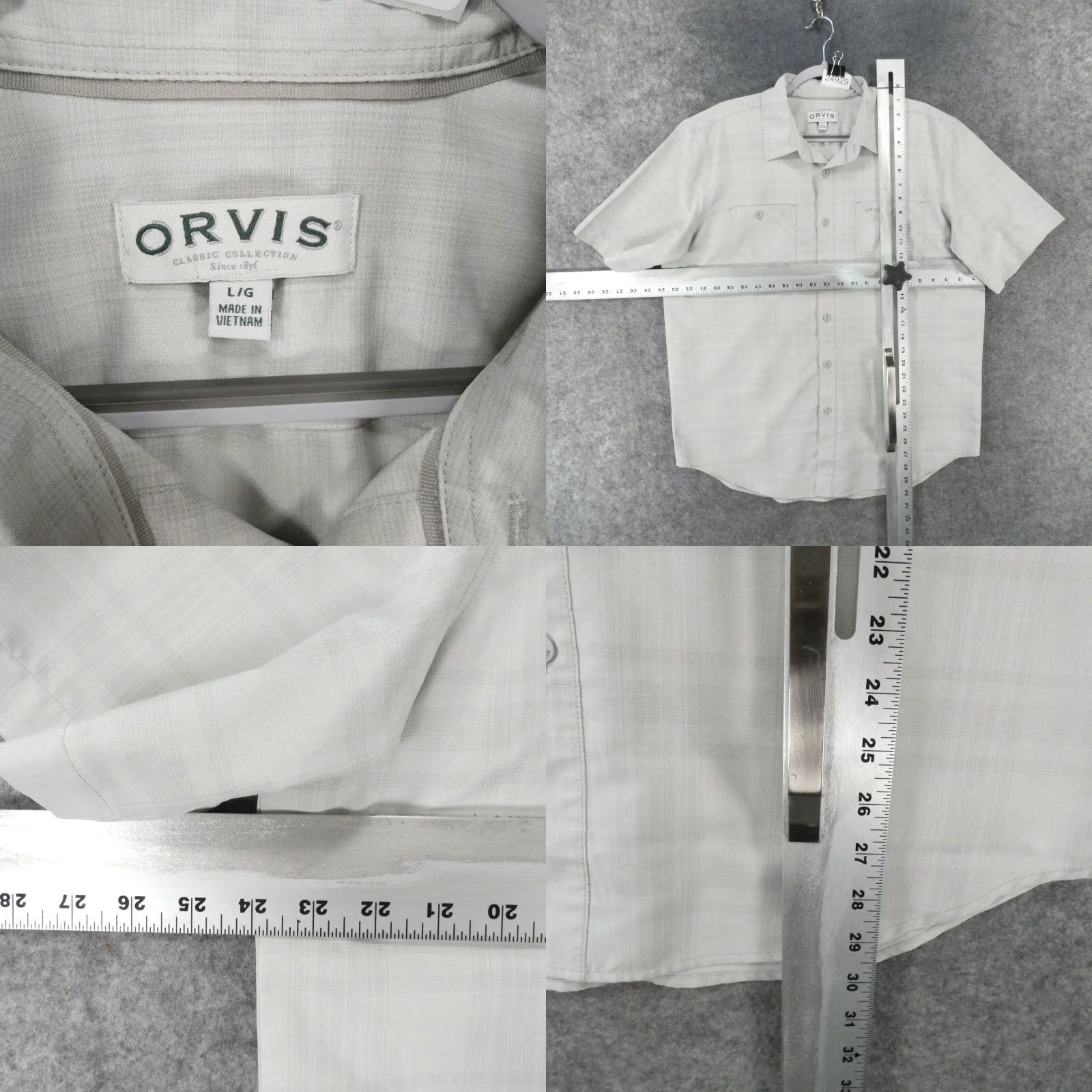 Orvis Orvis Shirt Mens Large Short Sleeve Button-Up Gray Plaid Lightweight Size US L / EU 52-54 / 3 - 8 Thumbnail
