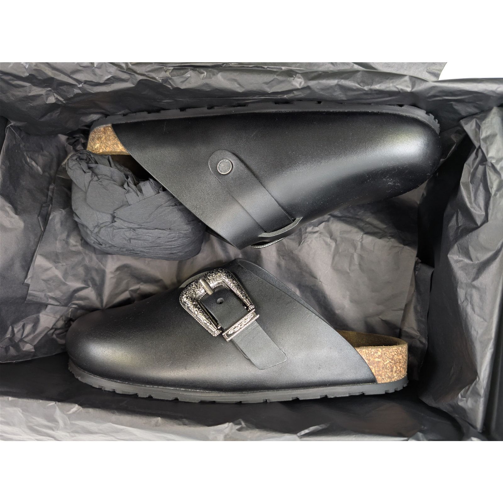 Saint Laurent Paris o1rshd1 Silver Buc San Holster Slipper Sandal in Nero Size US 10 / EU 43 - 20 Thumbnail