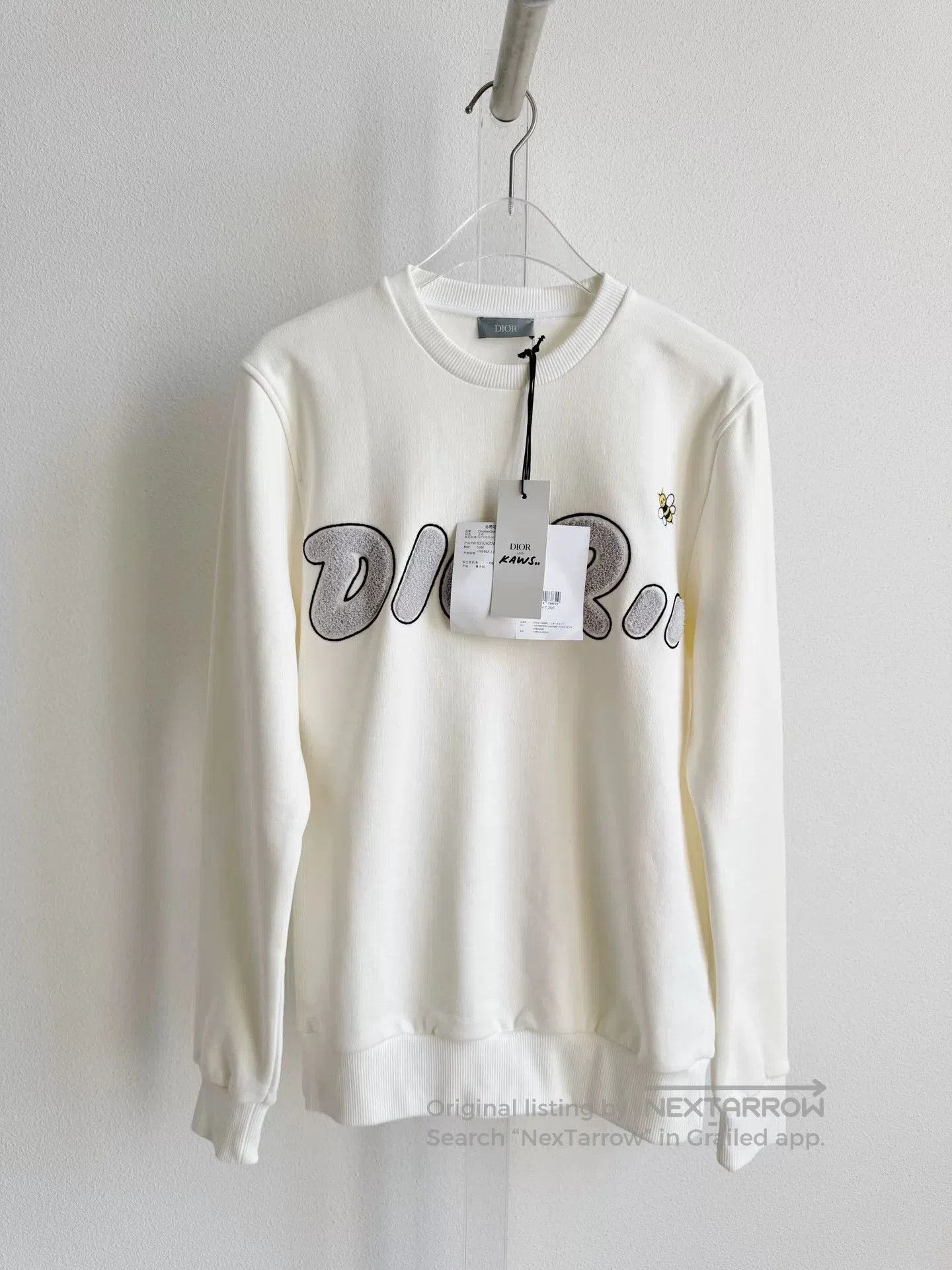 Dior Dior White Flocked Logo Bee Sweatshirt. Size XXS / US 00 / IT 34 - 1 Thumbnail