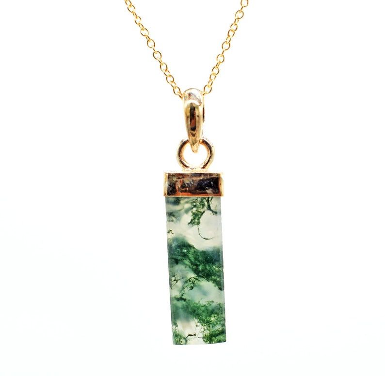 Handmade Sterling Silver Moss Agate Pendant Necklace A+ Agate Jewelry Size ONE SIZE - 3 Thumbnail