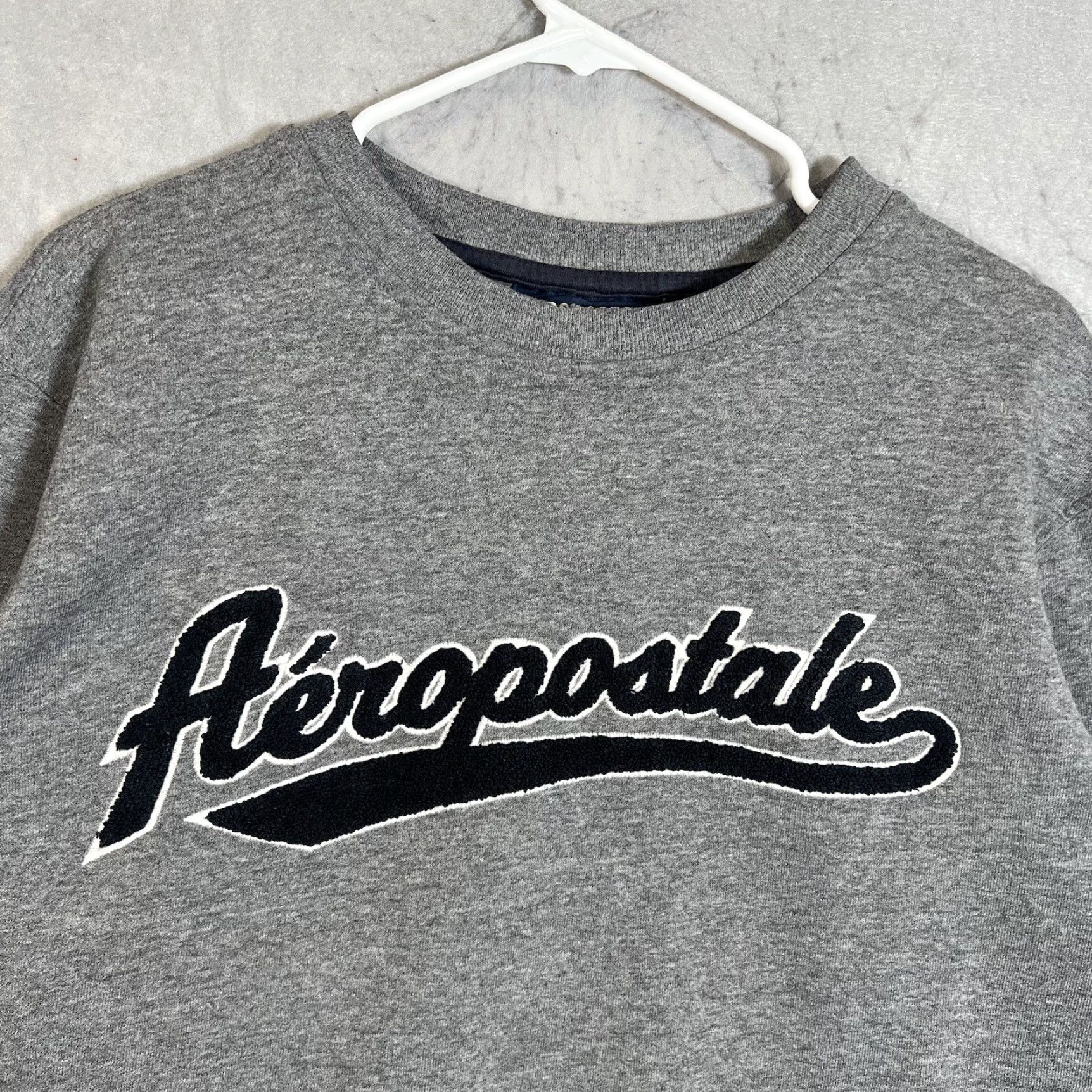 Aeropostale A1 Aeropostale Sweater Men's Small Gray Pullover Crew Neck Cotton Blend Embroidered Sweatshirt Shirt Size US S / EU 44-46 / 1 - 4 Thumbnail
