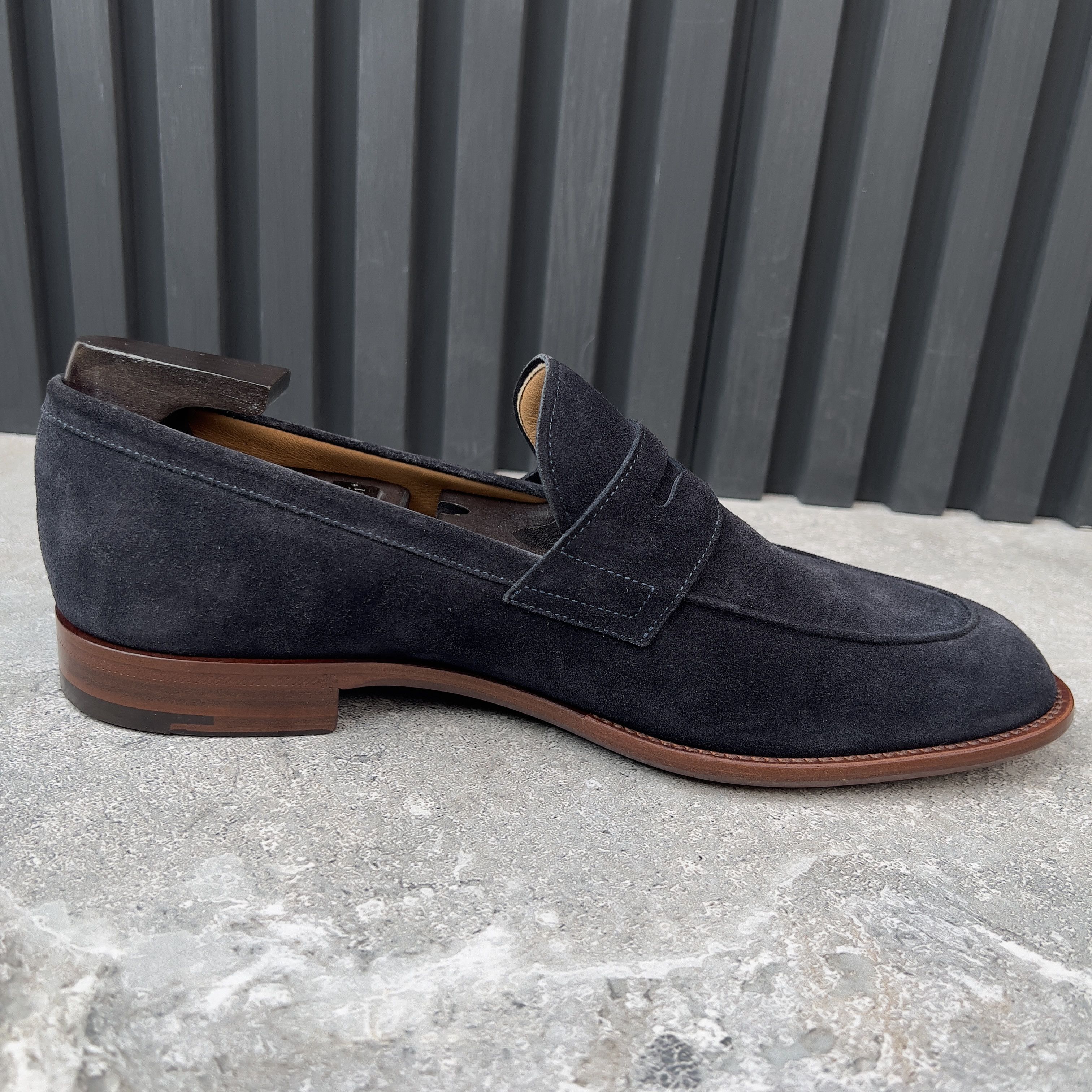 Louis Vuitton Kensington Loafers Penny Navy Blue Suede Size US 8.5 / EU 41-42 - 7 Thumbnail