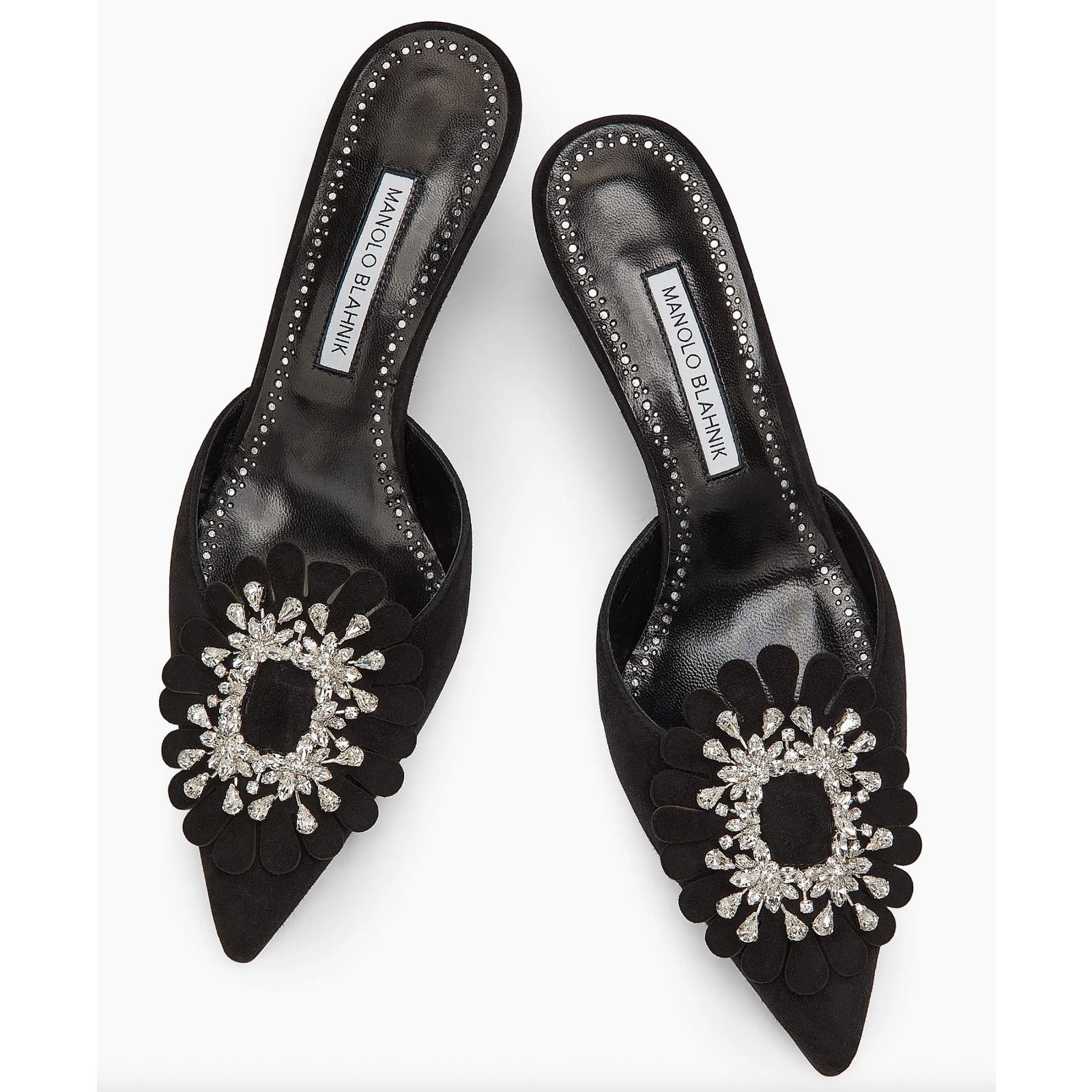 Manolo Blahnik Manolo Blahnik Shogmu 50 Black Suede Jewel Crystal Kitten Size US 7 / IT 37 - 5 Thumbnail
