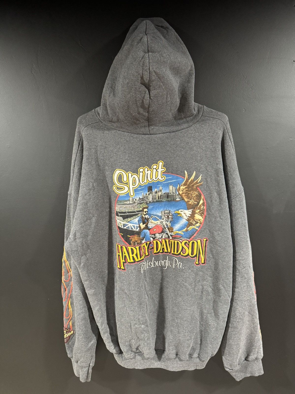 Harley Davidson 90s / 00s Y2K Vintage Harley Davidson Flame Faded Hoodie XXL Size US XXL / EU 58 / 5 - 7 Thumbnail