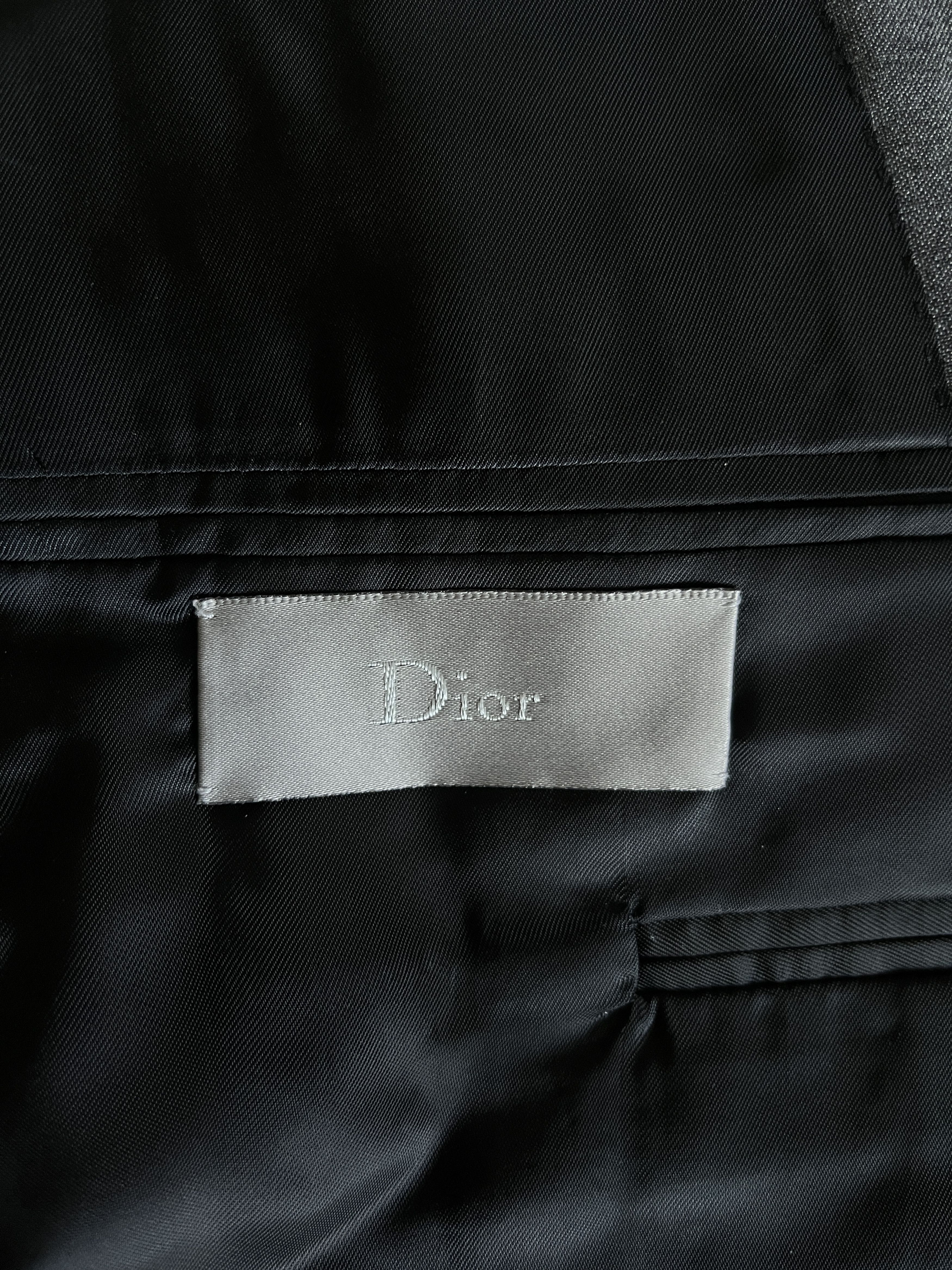 Dior × Hedi Slimane Dior Homme Navigate Blazer Jacket Grey Satin FW07 Slimane Size 48R - 10 Thumbnail