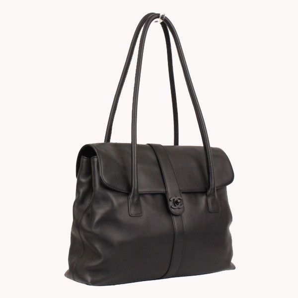 Chanel Tote Bag Calf Coco Mark Black