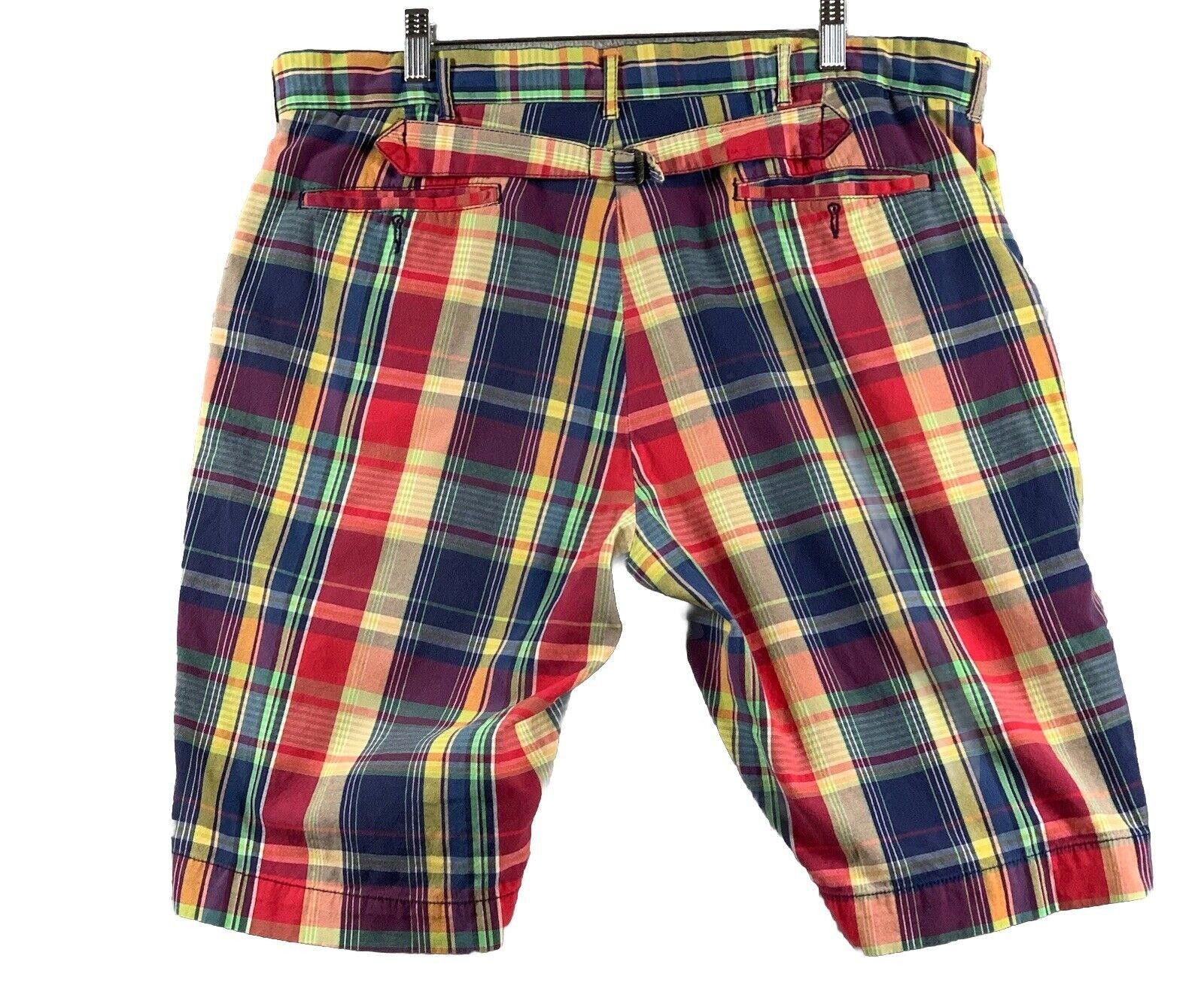 Polo Ralph Lauren Vtg Polo Ralph Lauren Men’s Belt-back Madras Cargo Shorts Size US 35 - 2 Thumbnail