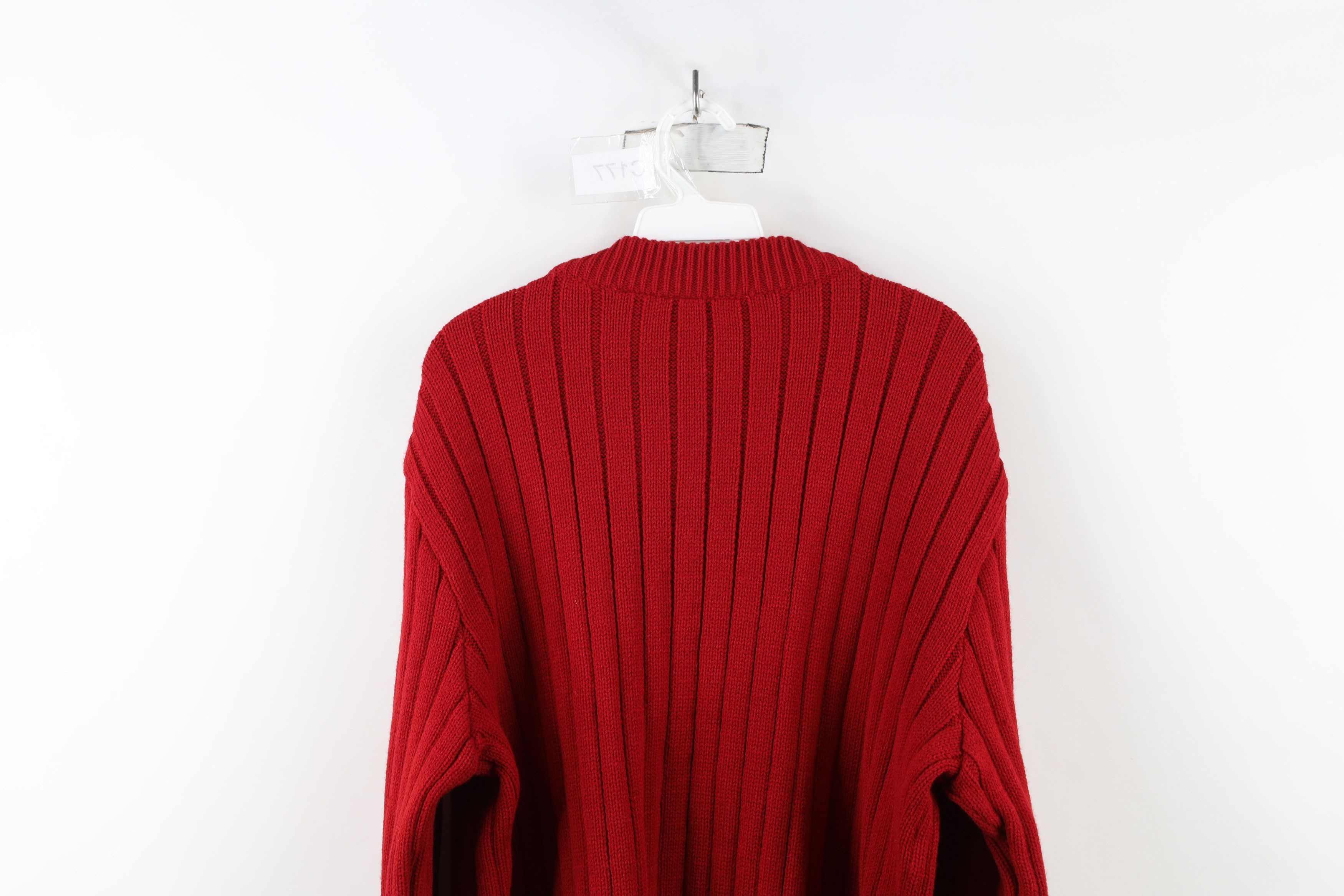 Vintage Vintage 90s Streetwear Cable Knit Crewneck Sweater Red Size US L / EU 52-54 / 3 - 8 Thumbnail