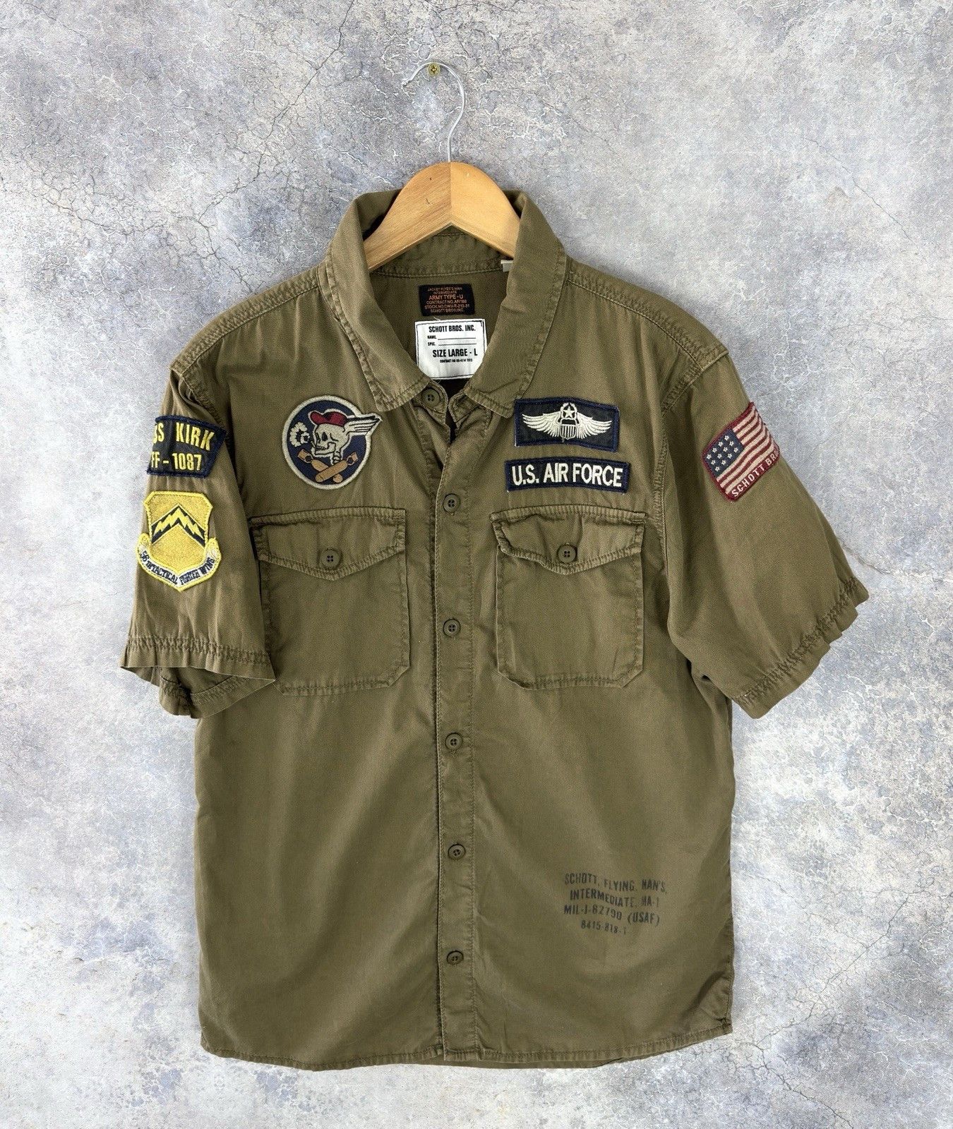 Schott Schott Flyers Intermediate US Air Force Military Shirt Size US L / EU 52-54 / 3 - 1 Thumbnail