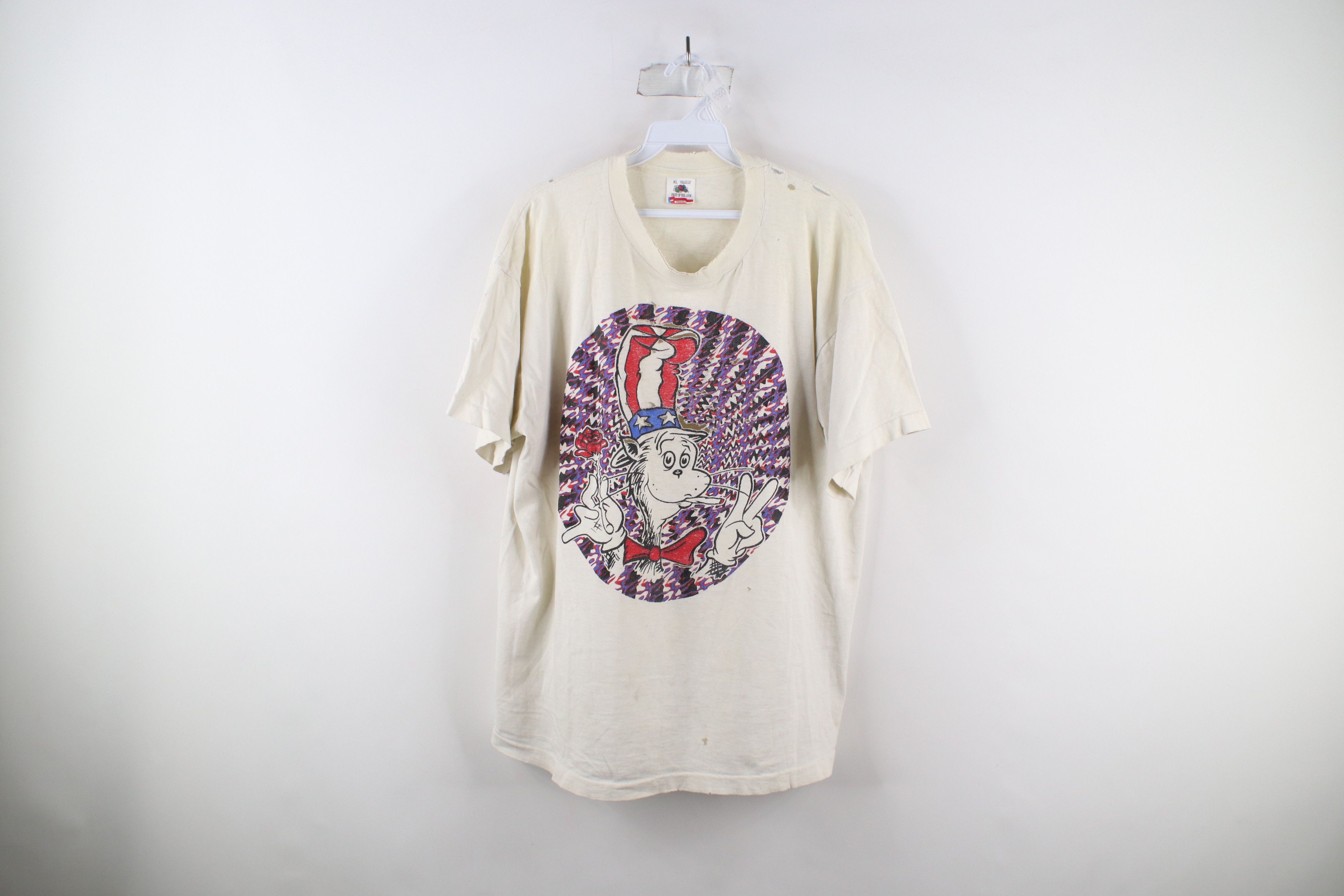 image of Vintage 90's In The Hat Grateful Dead Band T-Shirt White Usa, Men's (Size XL)