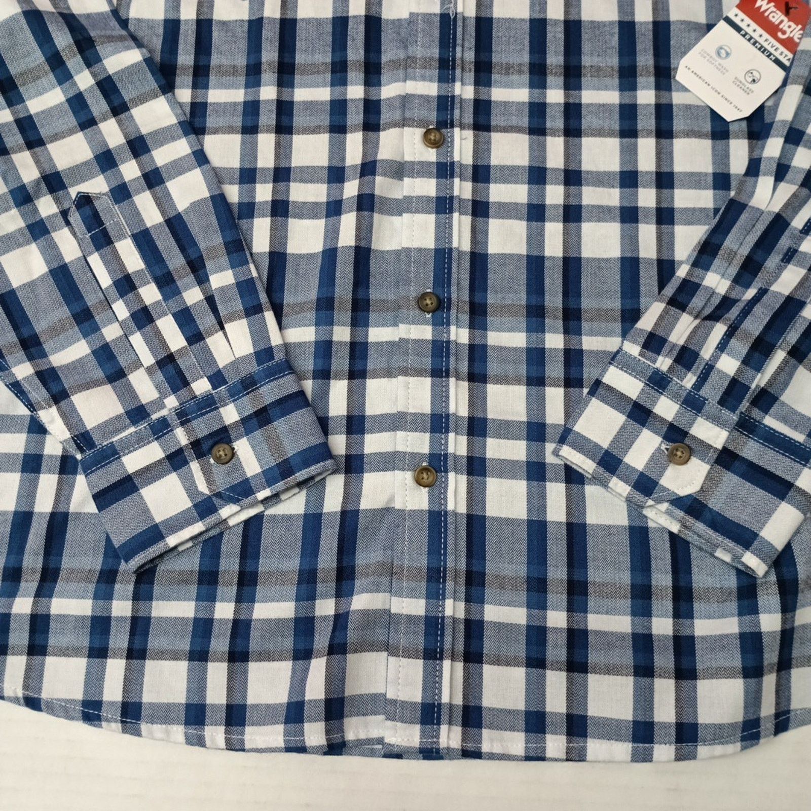 Wrangler Wrangler Slim Fit Woven Twill Button Shirt Men XL Blue Plaid Size US XL / EU 56 / 4 - 2 Thumbnail