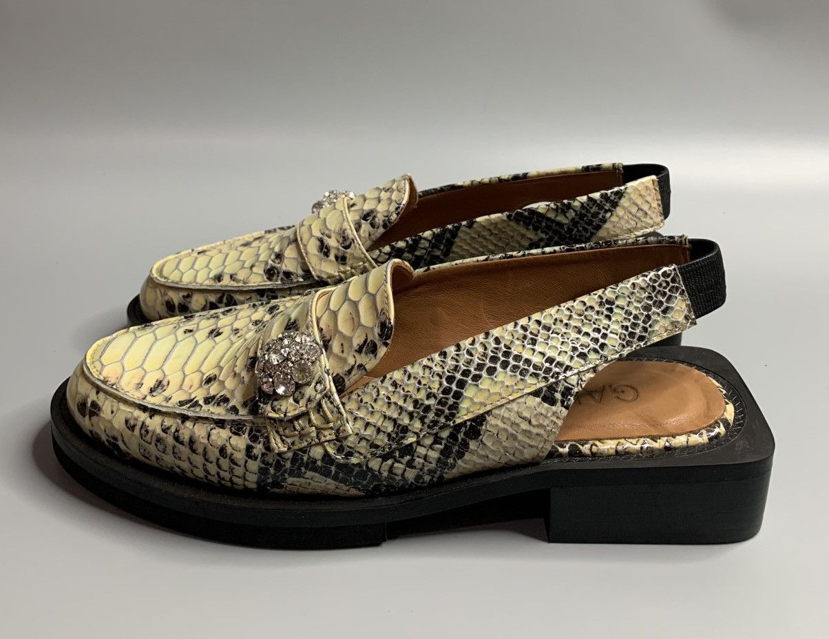 Ganni Ganni Snake-Embossed Leather Sling Back Loafer Size US 8 / IT 38 - 5 Thumbnail