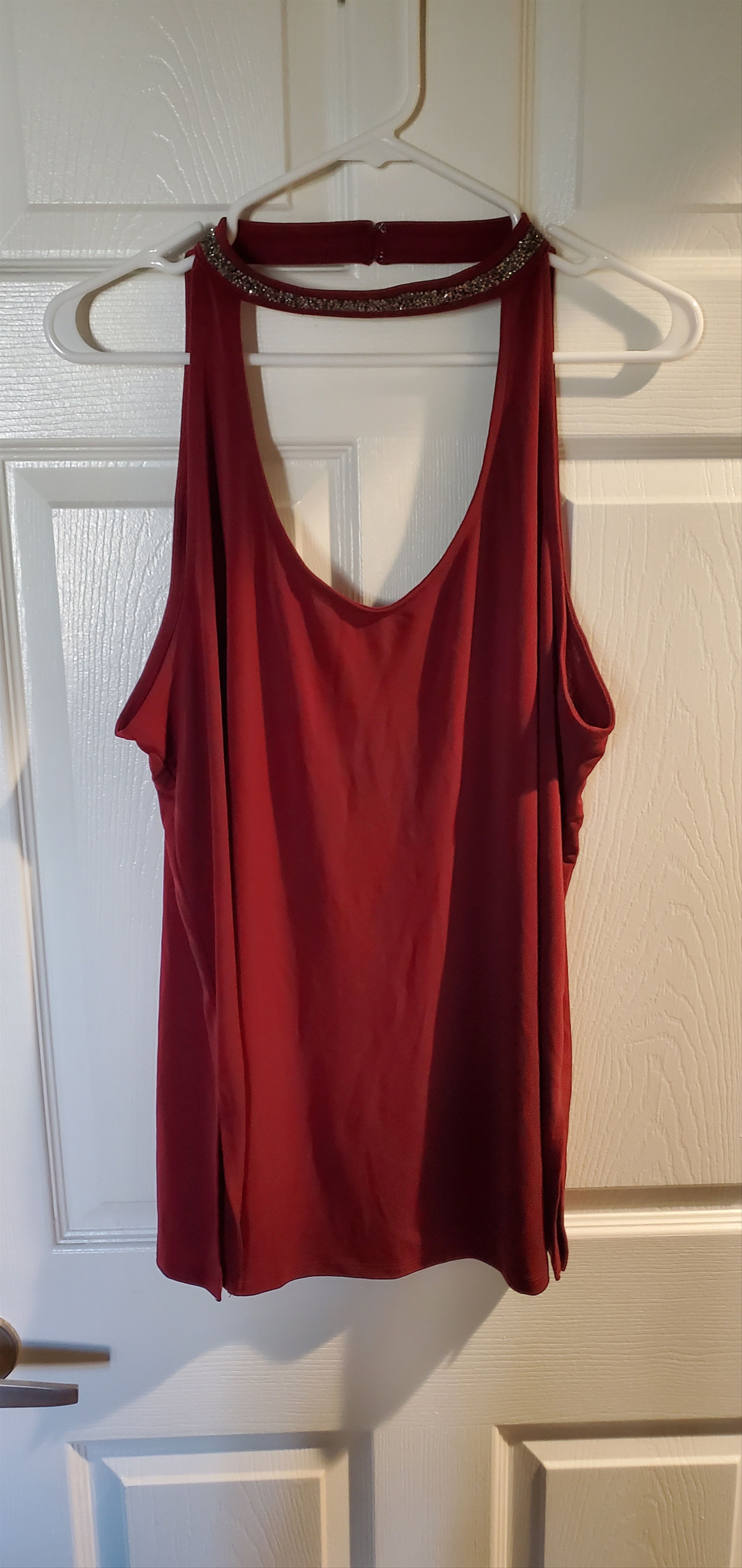 Other Burgundy Blouse w/ Built in Crystal Choker (XL) Size XL / US 12-14 / IT 48-50 - 1 Thumbnail