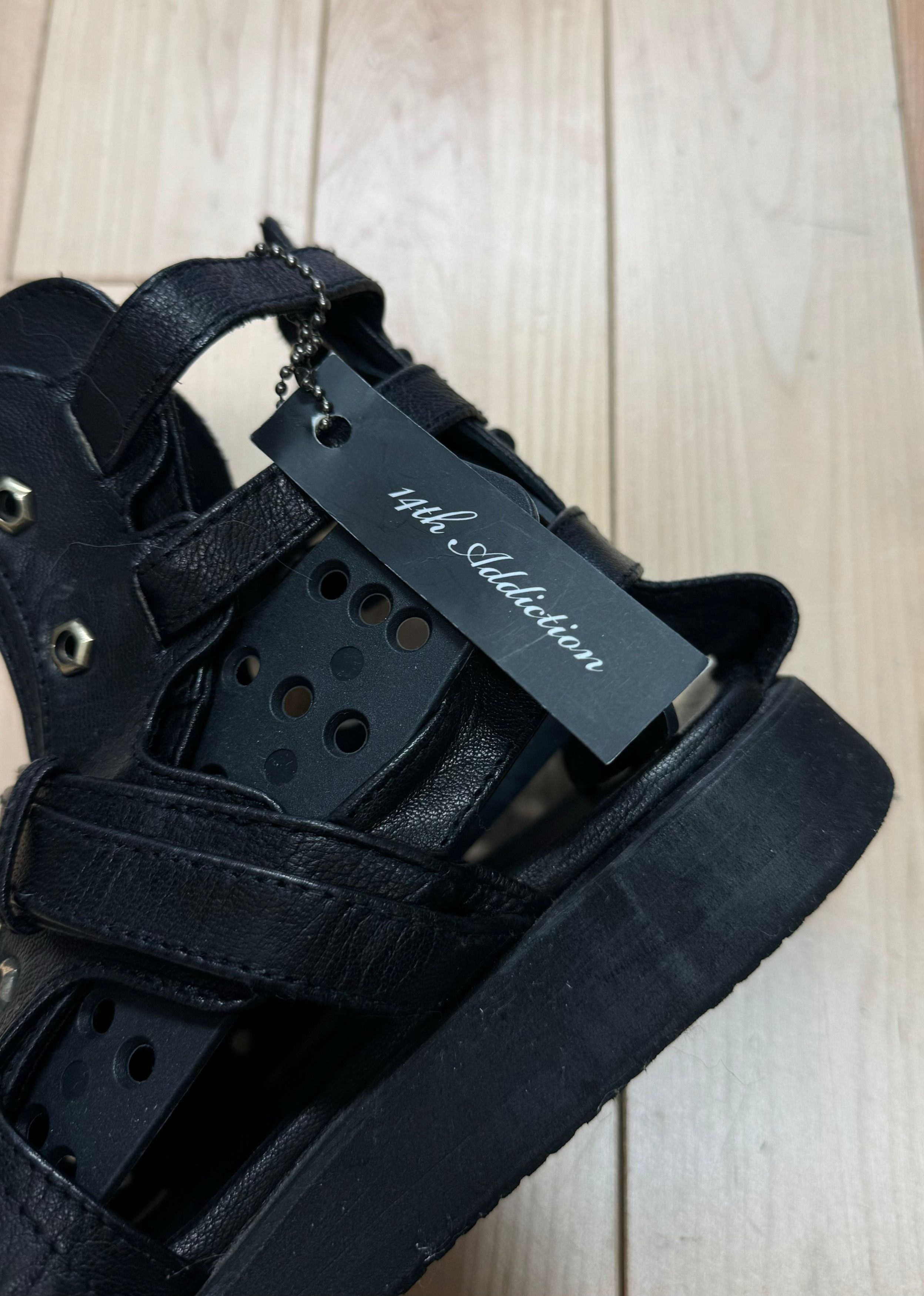14th Addiction 14th Addiction Black Calfskin Leather ‘Gladiator’ Spartan High Top Sandals Size US 8 / EU 41 - 4 Thumbnail