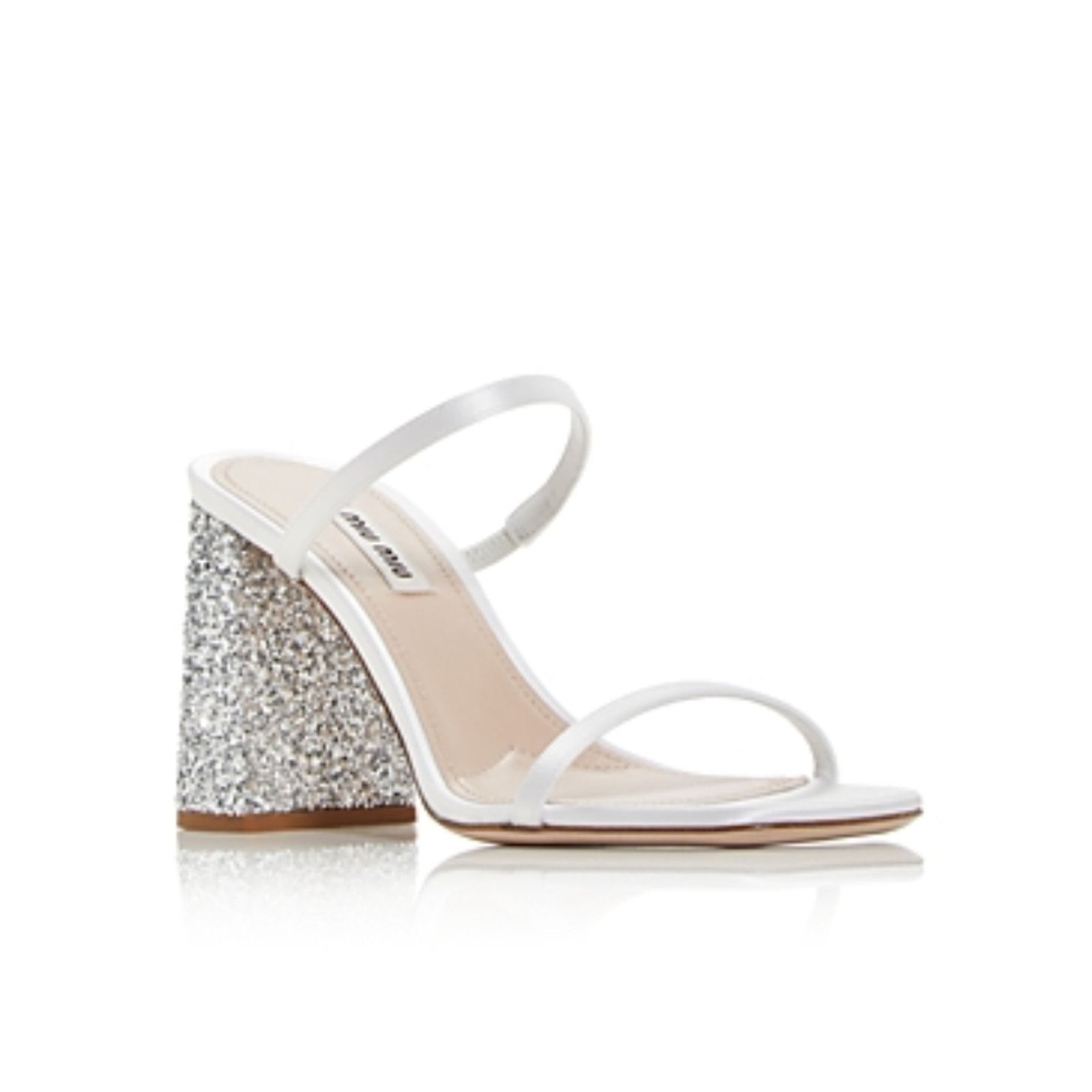 Miu Miu Miu Miu Calzature Donna Satin Dressy Heels Bianco Argento Size US 8.5 / IT 38.5 - 2 Thumbnail