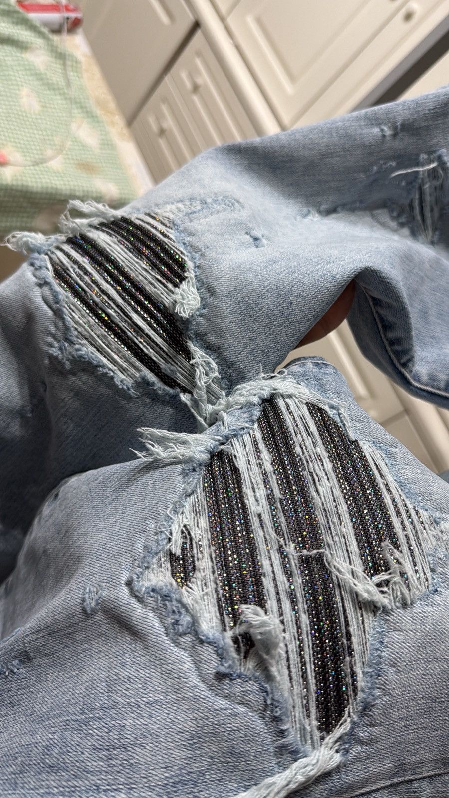 Amiri Amiri mx1 iridescent rainbow patch blue denim jeans Size US 38 / EU 54 - 7 Thumbnail