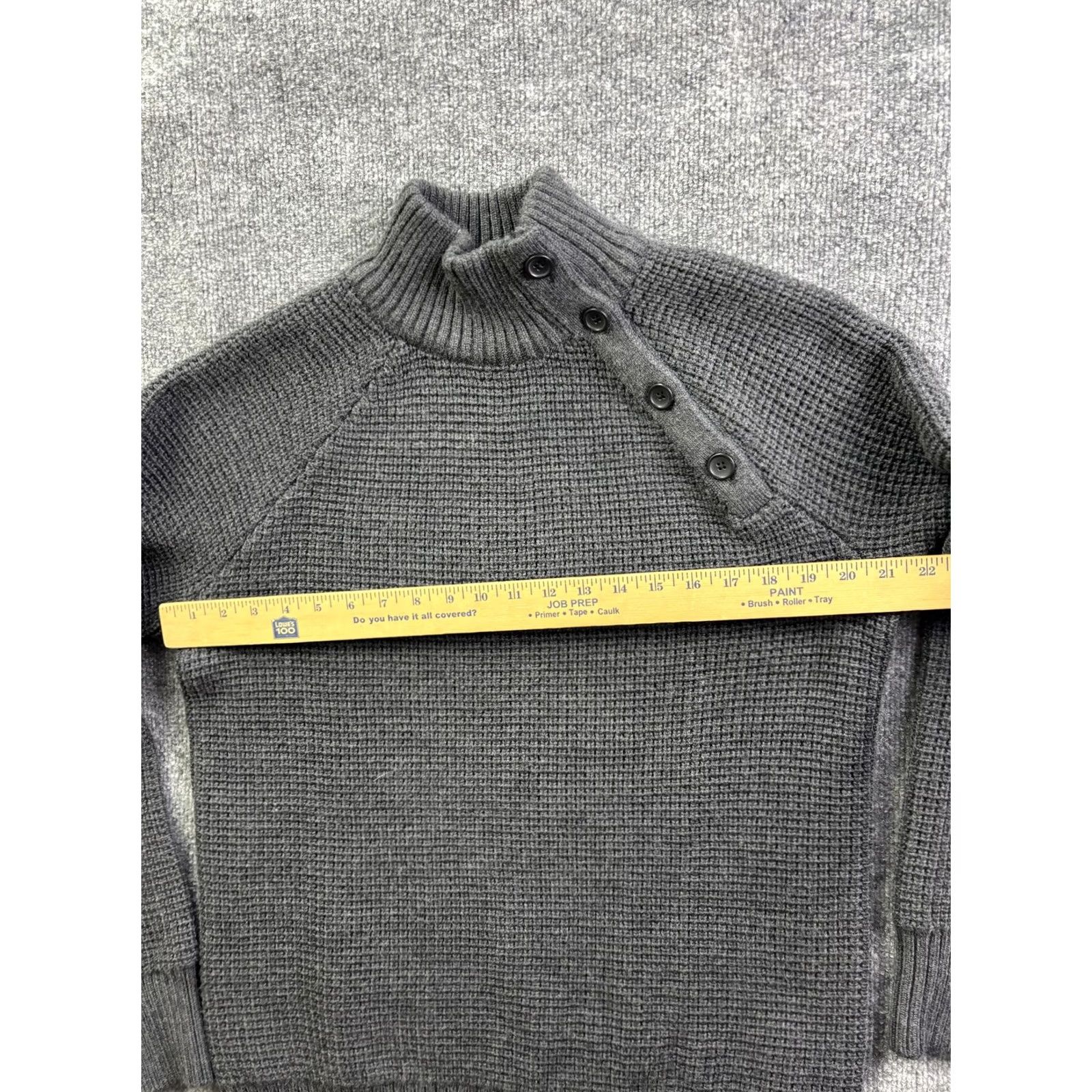 Banana Republic Banana Republic Sweater Mens L Gray Merino Wool Mock Neck Pullover Button Knit Thermal Size US L / EU 52-54 / 3 - 3 Thumbnail
