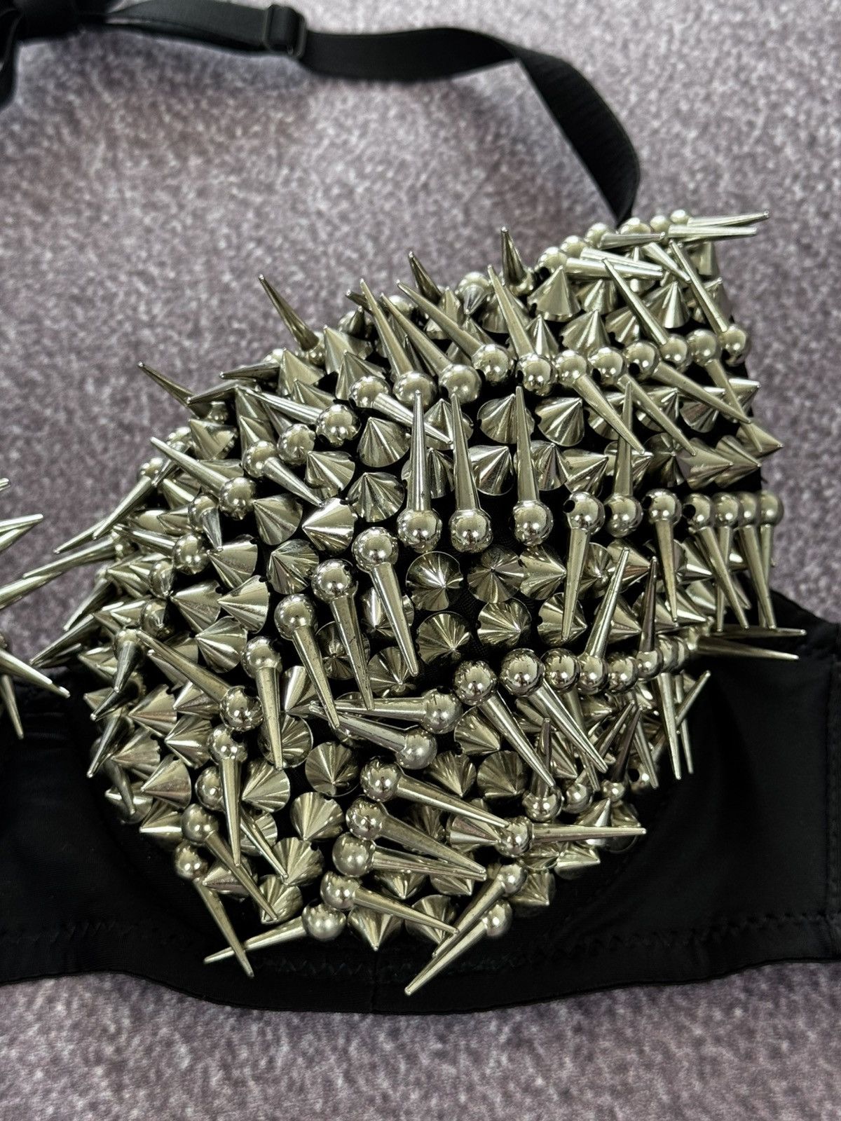 Vintage 00s Y2K Metal Spikes Detailed Grunge Vibe Bra Crop Top Size M / US 6-8 / IT 42-44 - 4 Thumbnail