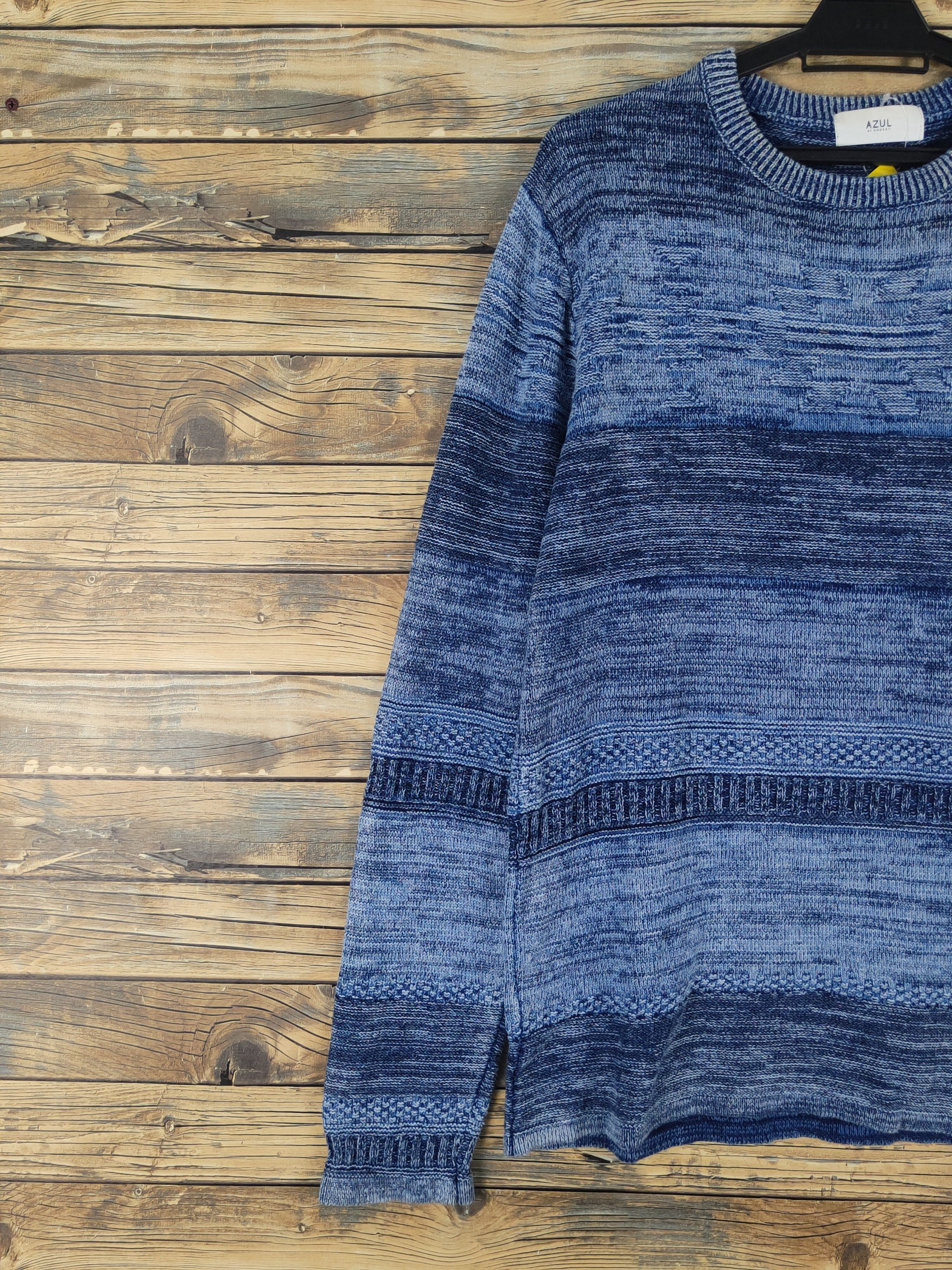 Aran Isles Knitwear × Japanese Brand × MOUSSY Azul by Moussy Blue Knitwear japan #W12 Size US M / EU 48-50 / 2 - 3 Thumbnail