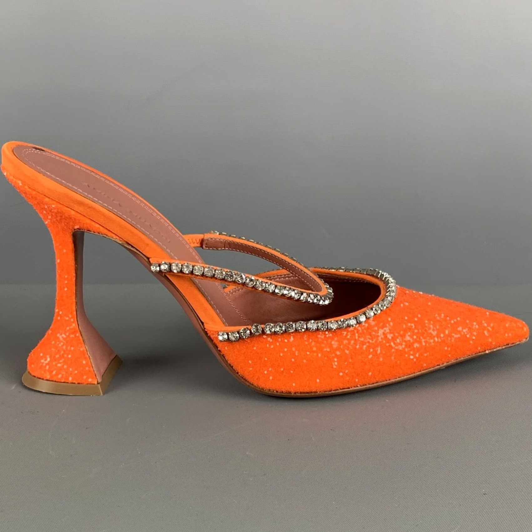 Amina Muaddi AMINA MUADDI Orange Silver Glitter Mules Pumps Women Size 8 Size US 8 / IT 38 - 2 Thumbnail