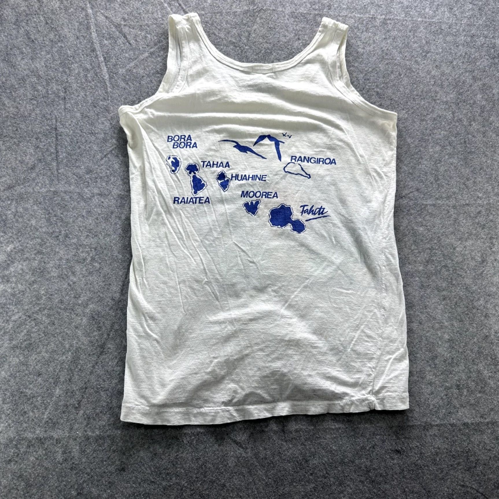 Vintage Vintage Bora Bora Shirt Women Medium White Tank Top Tahiti Map Graphic Island Size M / US 6-8 / IT 42-44 - 6 Thumbnail