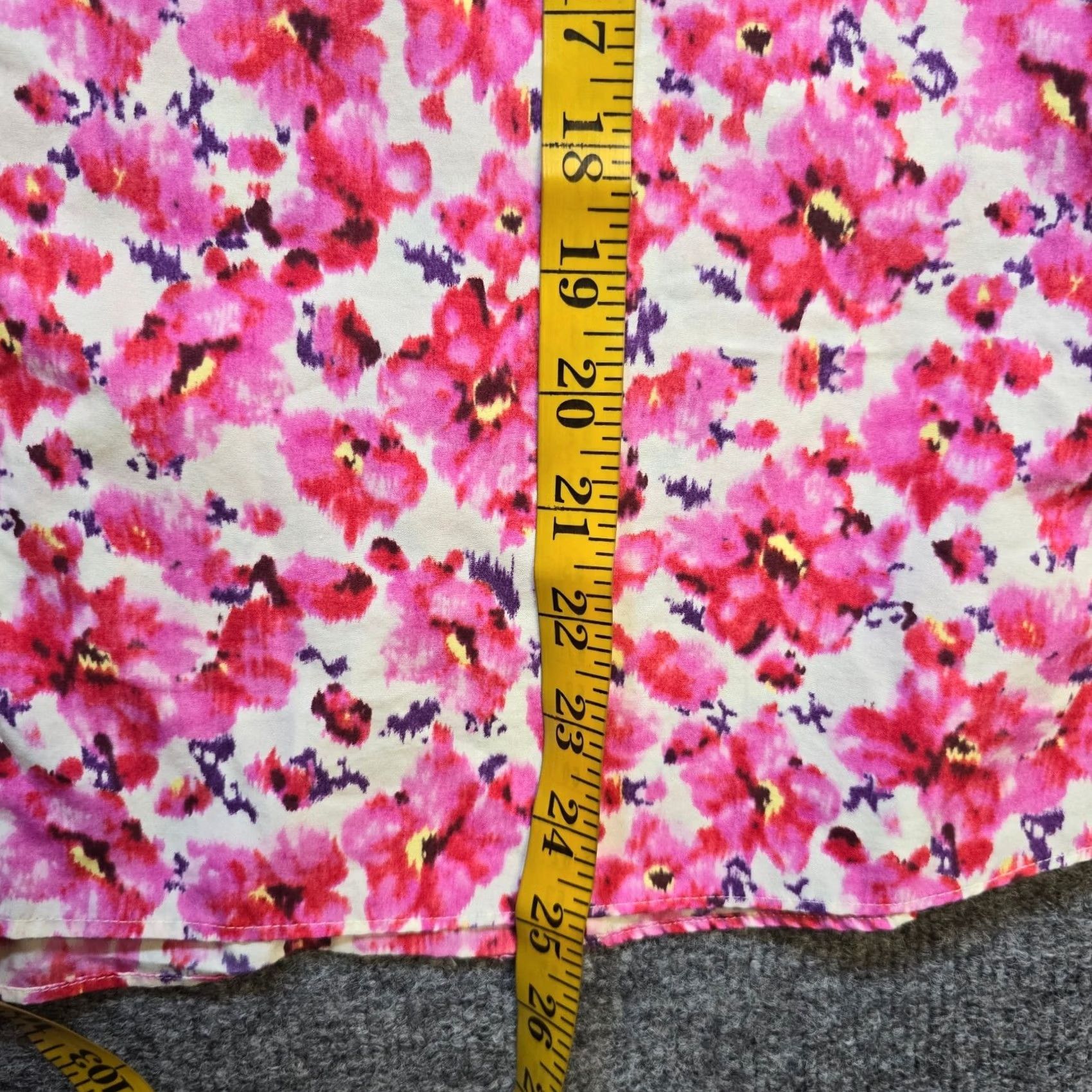 Lands' End Lands' End Top Shirt Womens 12 Pink Floral Collared Button 3/4 Sleeve Casual Blouse Size XL / US 12-14 / IT 48-50 - 6 Thumbnail