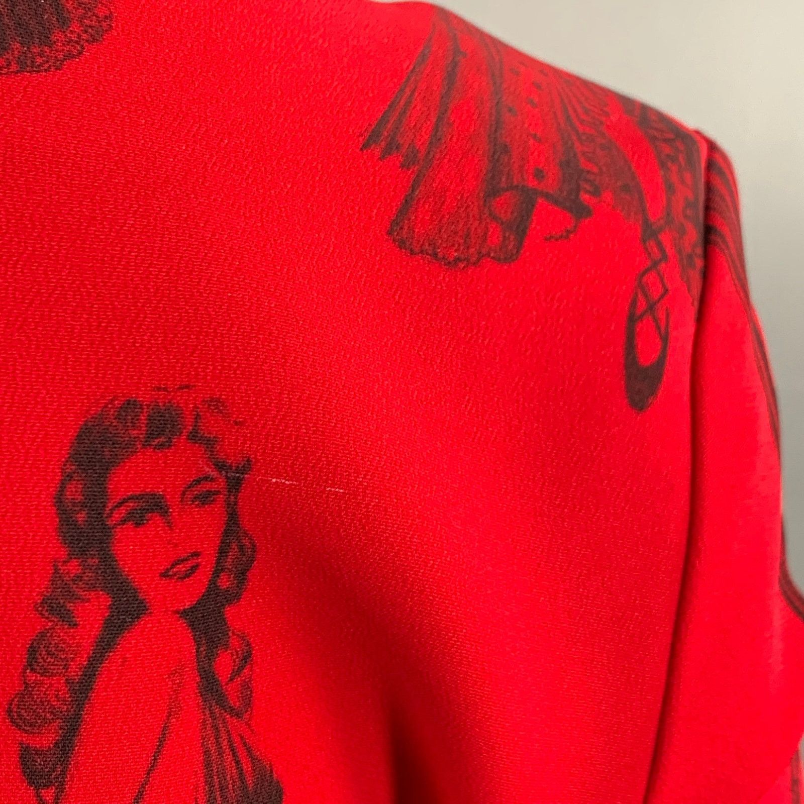 Moschino Size 6 Red Black Viscose Blend Figures Bow Cocktail Dress Size M / US 6-8 / IT 42-44 - 9 Thumbnail