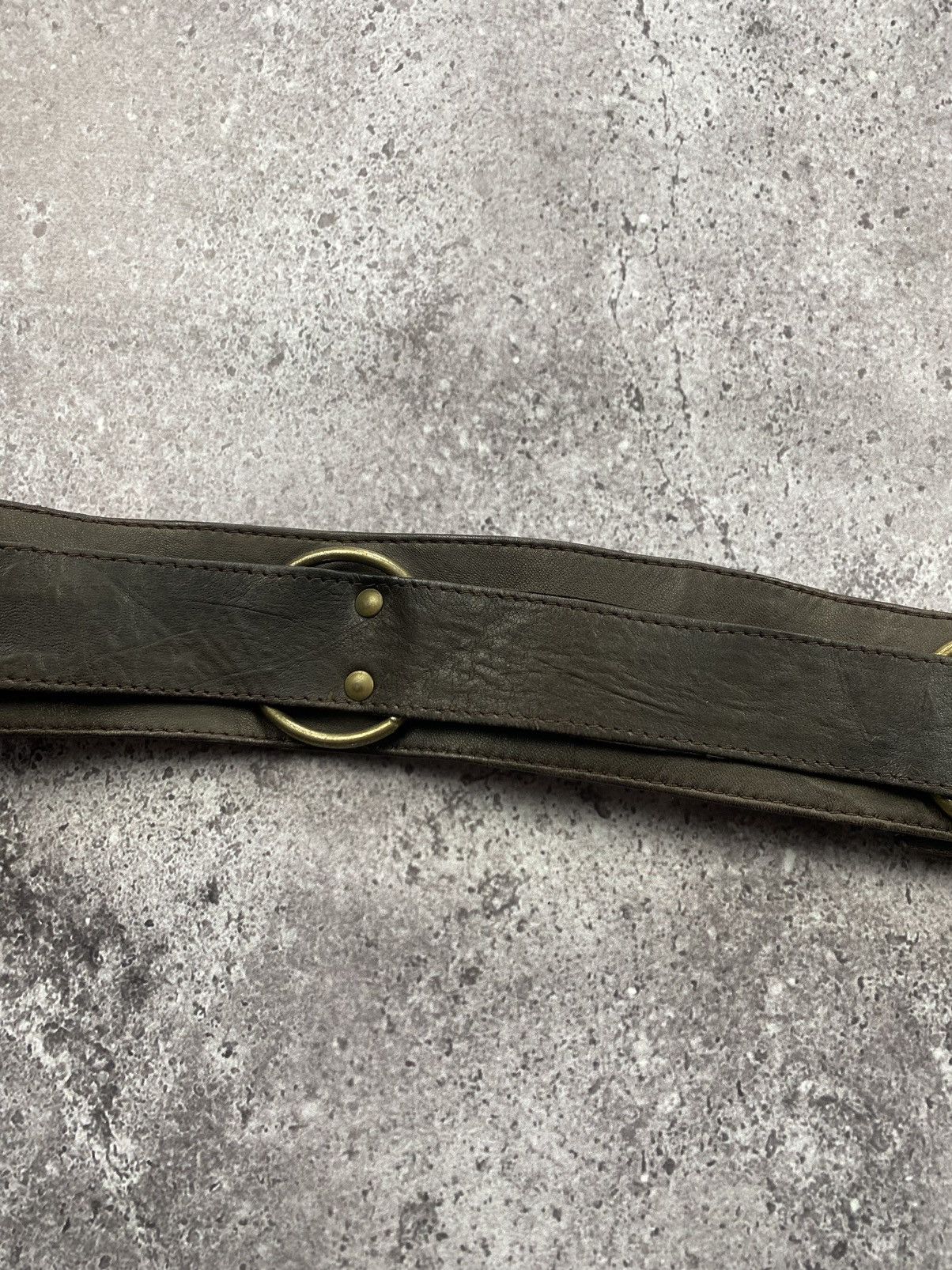 Japanese Brand × Vintage Avant garde cowboy leather Y2K brown belt Japanese style Size ONE SIZE - 5 Thumbnail