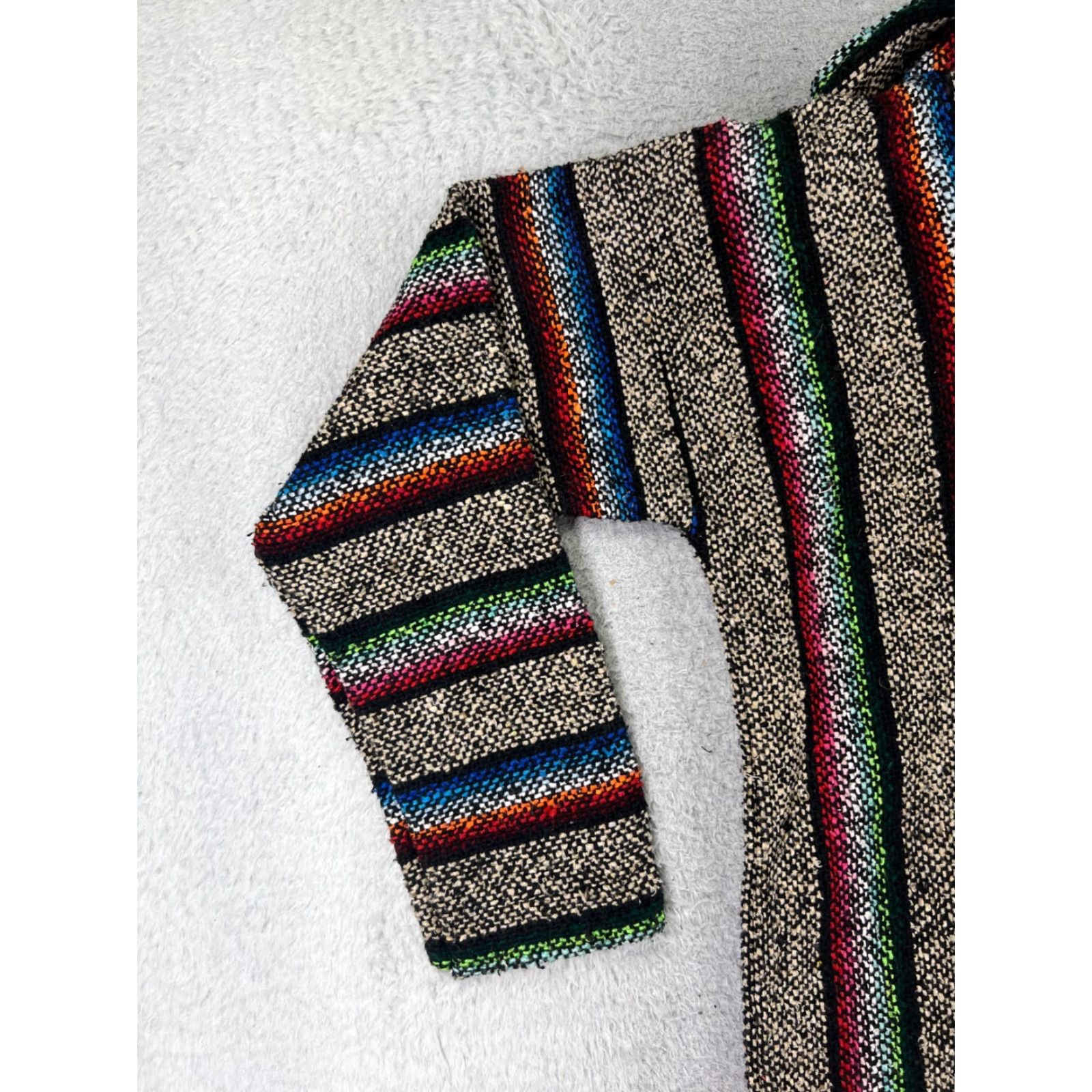 Rainbow Baja Hoodie Adult Medium Beige Rainbow Acrylic Blend Drug Rug Poncho Mexico Pullover Hooded Long Sleeve Crew Neck Pockets All Seasons Regular Mens Size US M / EU 48-50 / 2 - 3 Thumbnail