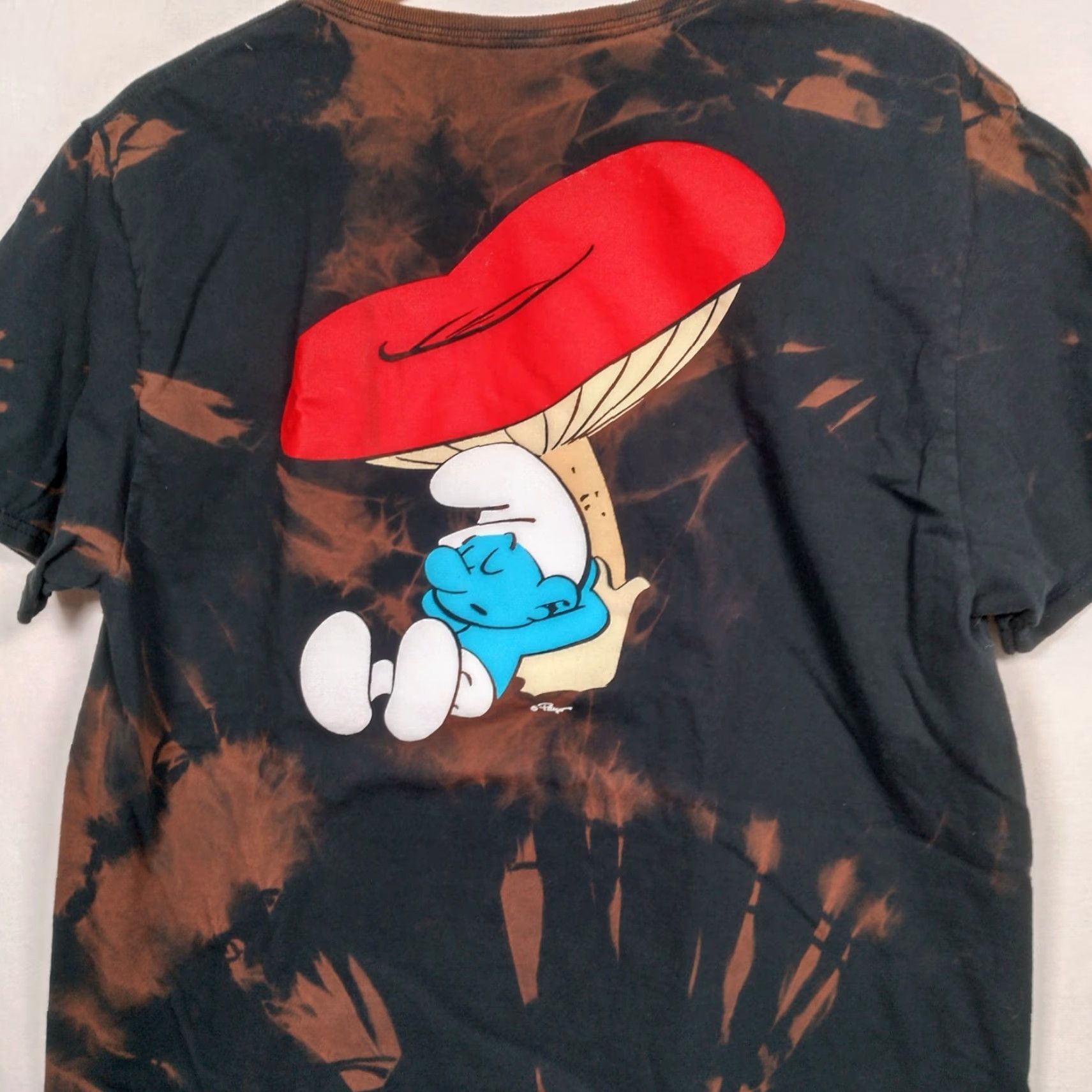Vintage VINTAGE The Smurfs Shirt Medium Lazy Smurf Black Bleach Dye TV Cartoon Reworked Size US M / EU 48-50 / 2 - 2 Thumbnail