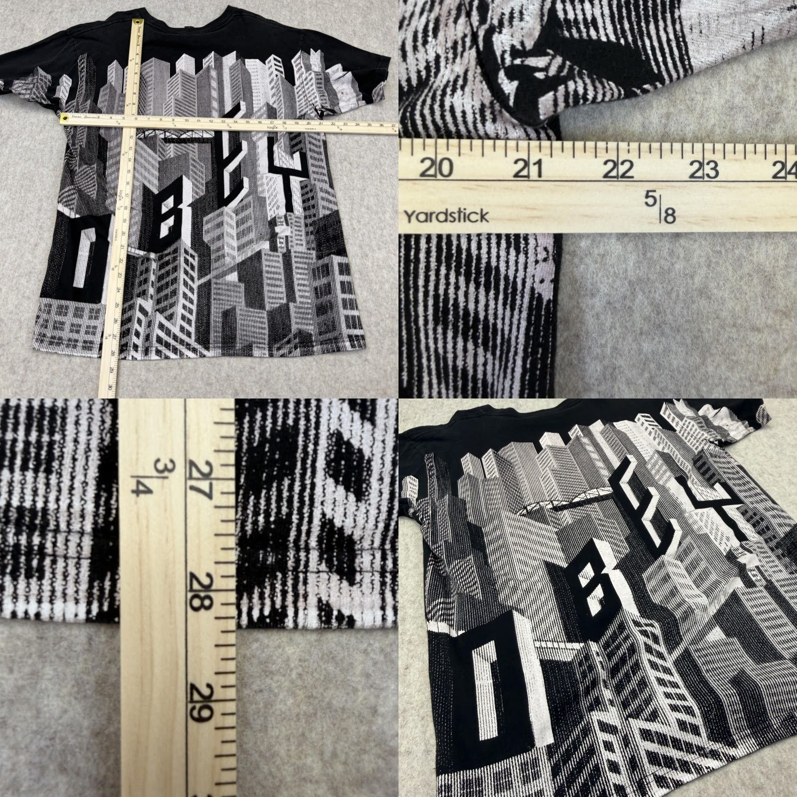 Obey VINTAGE Obey Propaganda Shirt Mens Large Black Cityscape All Over Graphic Made USA Size US L / EU 52-54 / 3 - 8 Thumbnail