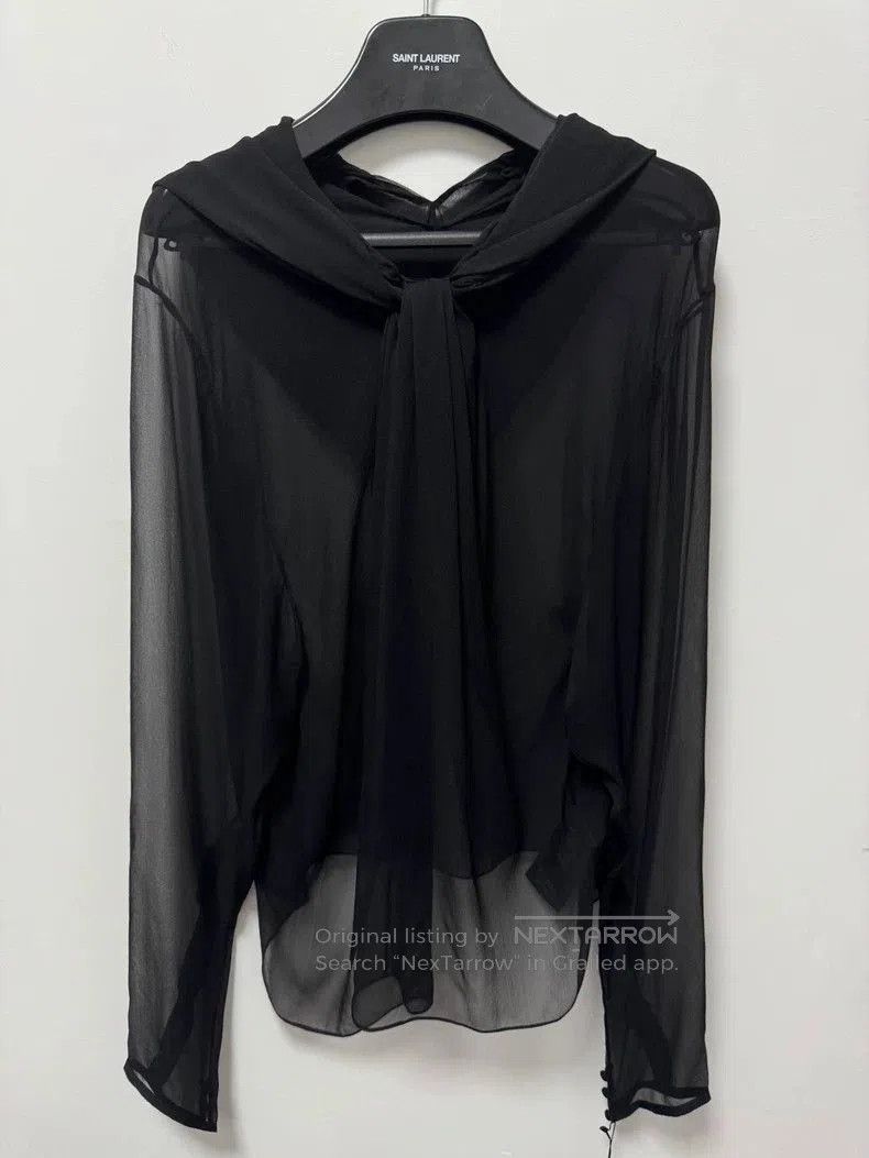 Saint Laurent Paris Saint Laurent Black Silk Bow Shirt. Size US M / EU 48-50 / 2 - 1 Thumbnail