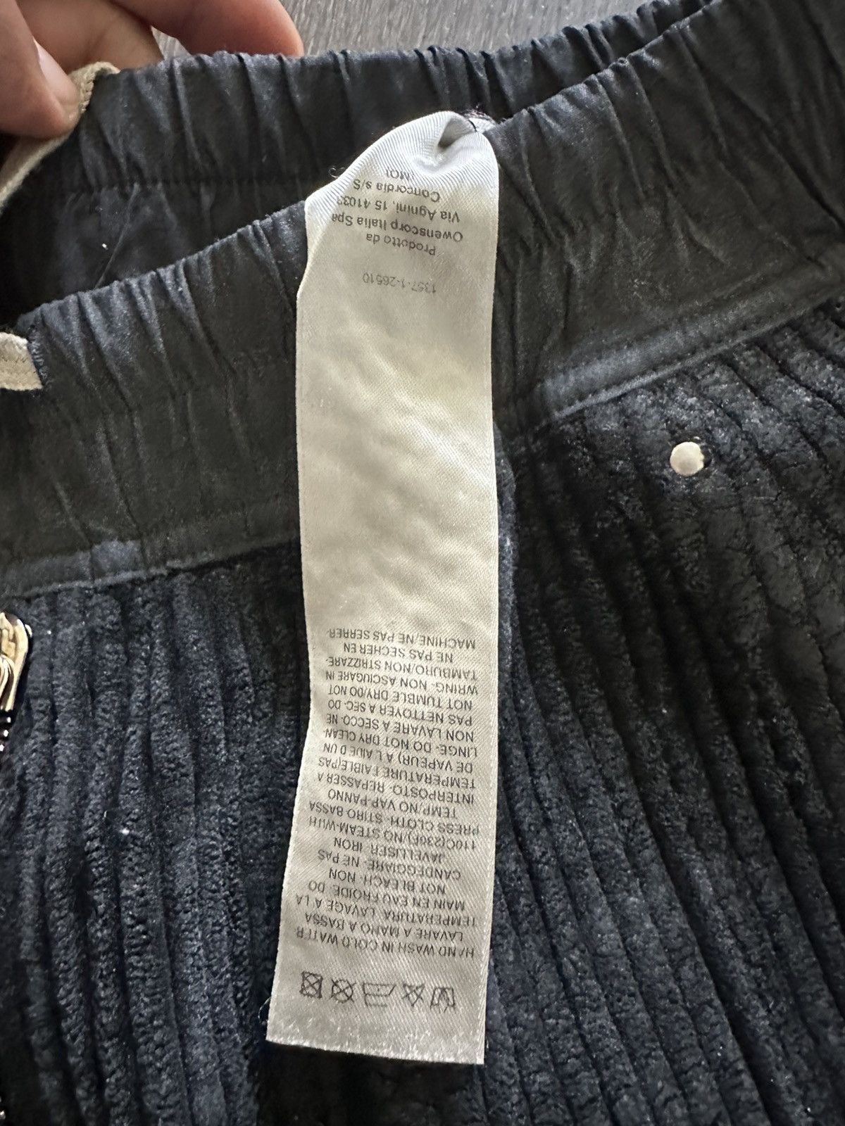 Rick Owens Rick Owens Black Corduroy Wide- Leg Drawstring Pants Detail Size US 32 / EU 48 - 3 Thumbnail