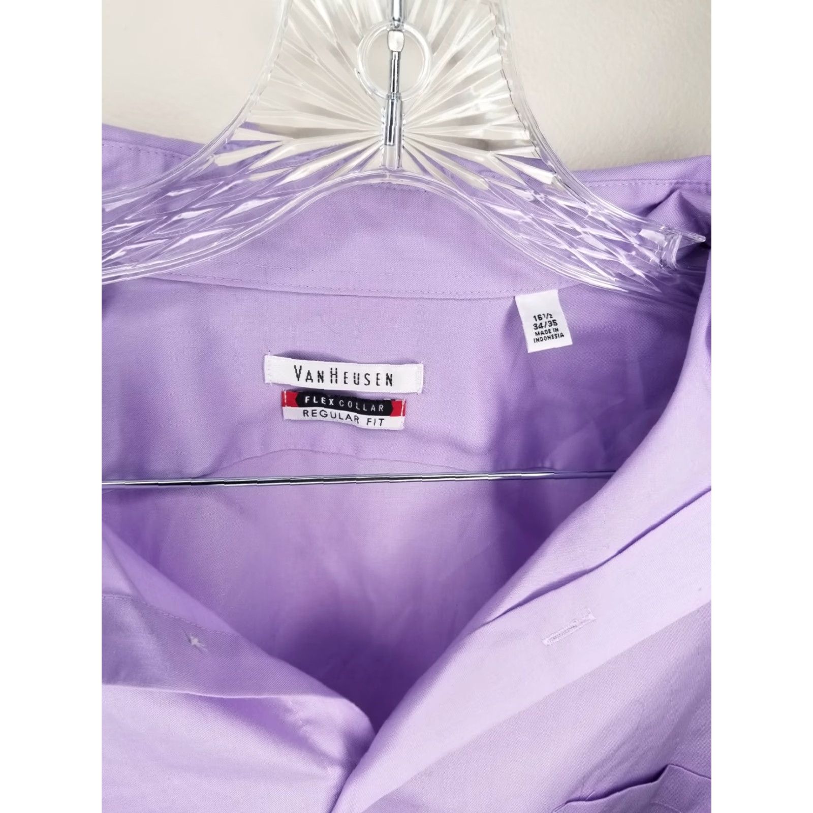 Van Heusen Van Heusen Dress Shirt Long Sleeve 16.5 Purple Mens Size Medium? Size 42R - 3 Thumbnail
