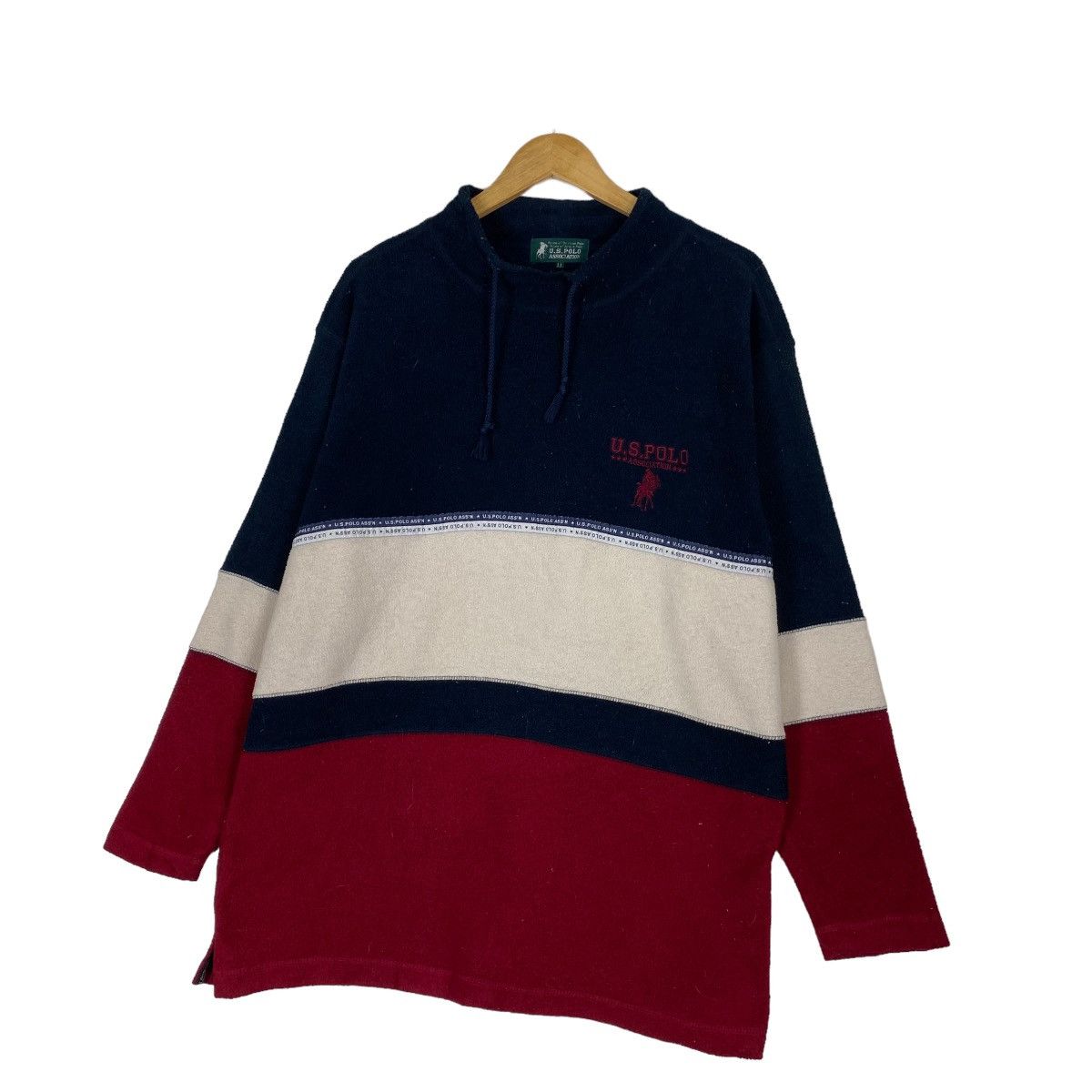 Japanese Brand Vintage US Polo Assn stripped fleece Size US L / EU 52-54 / 3 - 2 Thumbnail
