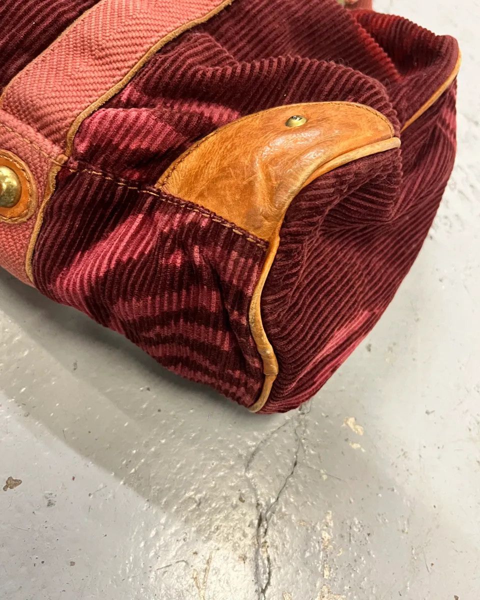 Marc Jacobs Marc Jacobs Burgundy Corduroy Leather Trim Red Handle Bag Size ONE SIZE - 6 Thumbnail