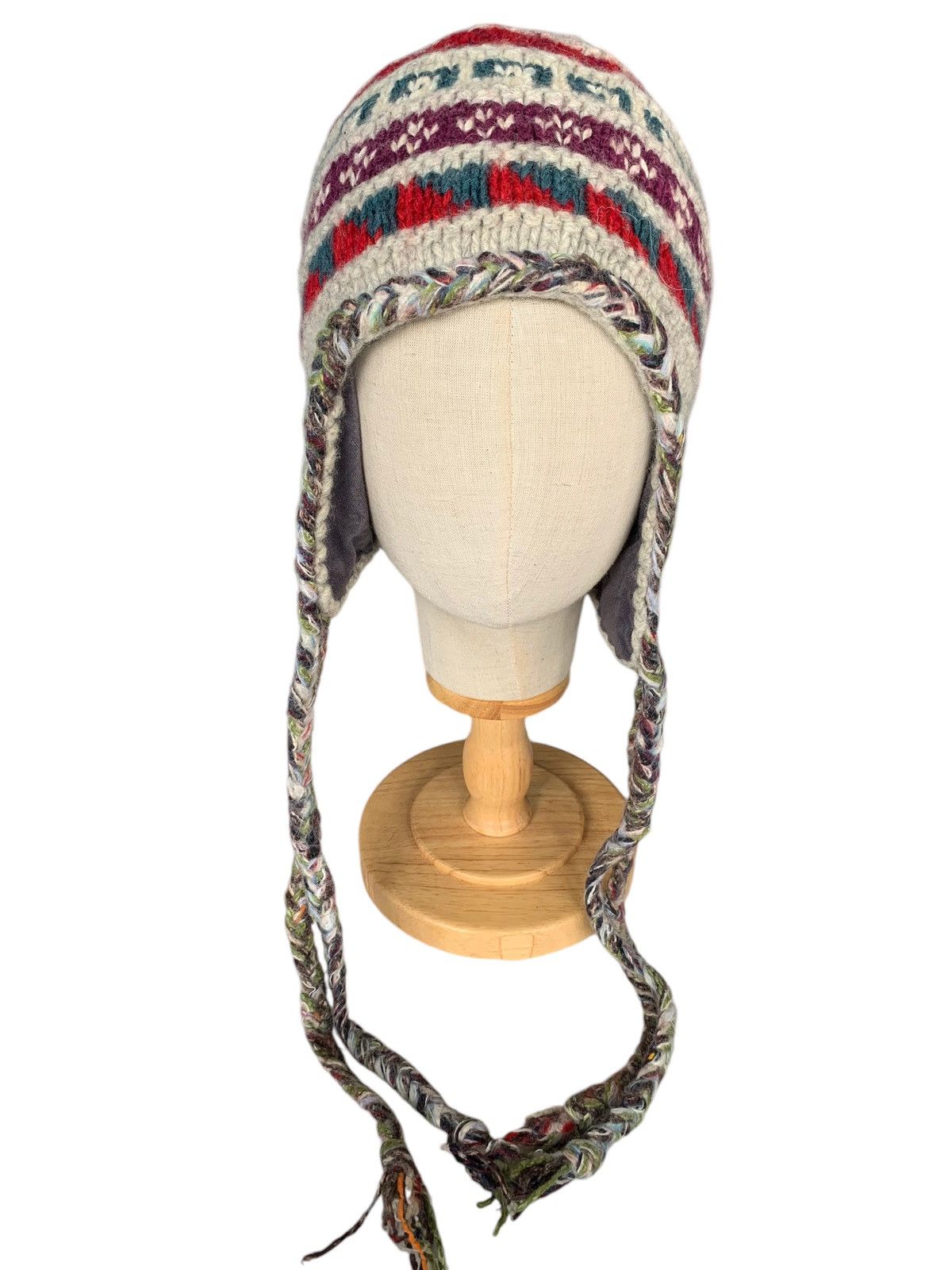 Japanese Brand × Kapital × Vintage HIPPIES STYLE 🌈 Multicolour Knitted earflap Beanie Hats Size ONE SIZE - 3 Thumbnail