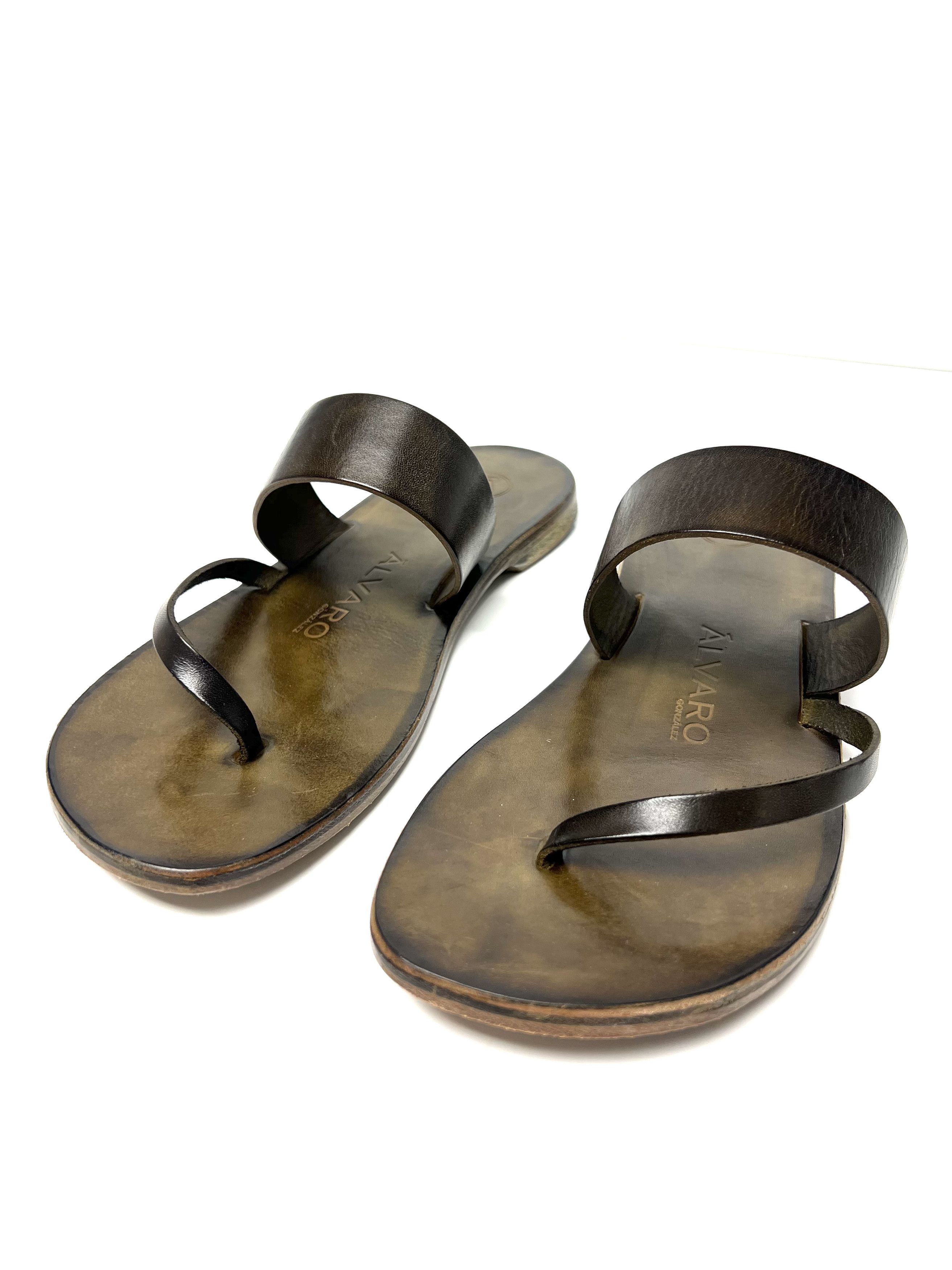 Other ALVARO GONZALEZ, MILITARY GREEN LEATHER HAND MADE, SLIDE Size US 11 / EU 44 - 7 Thumbnail