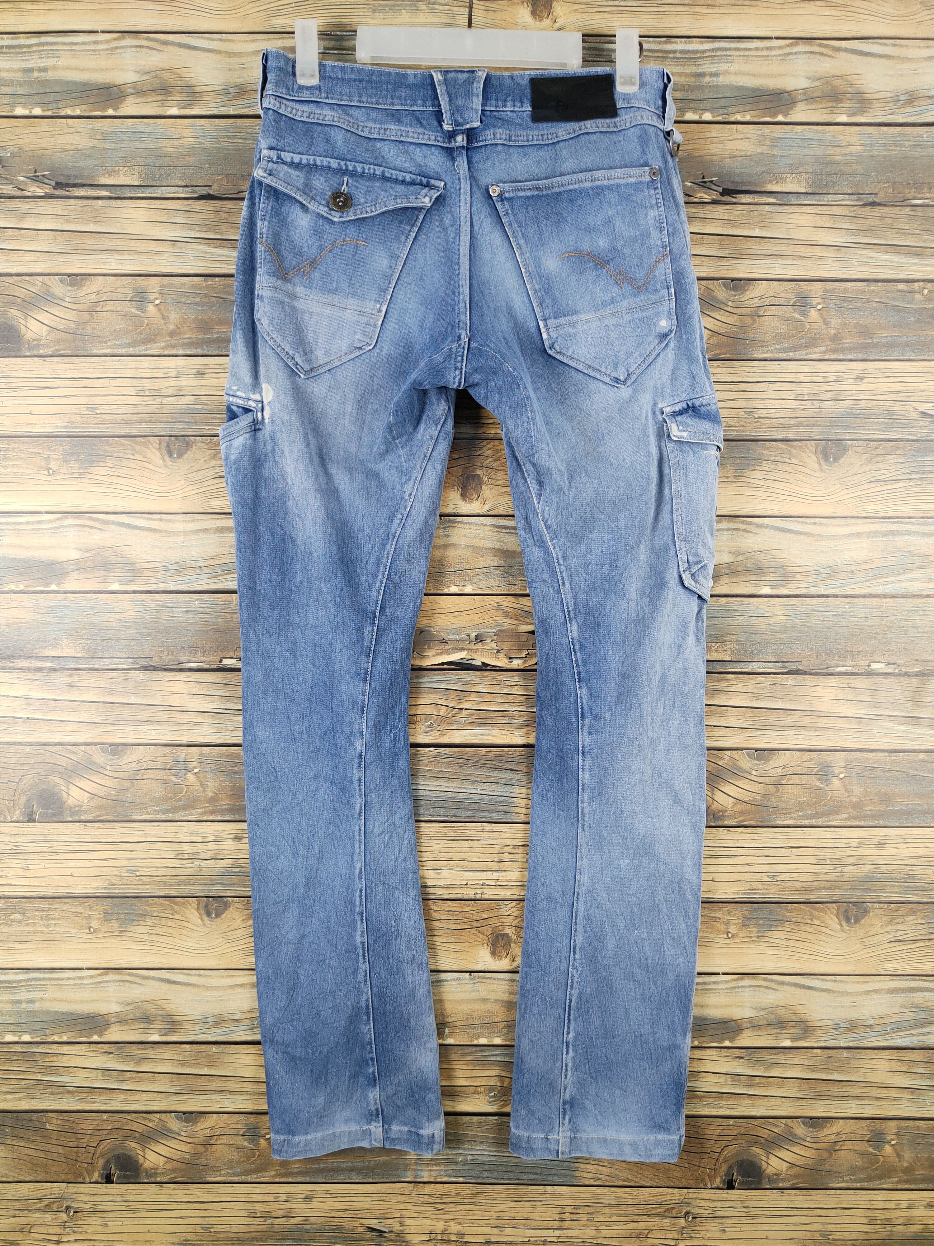 Japanese Brand FieldCore Blue Distressed Ripped Soft denim Jeans #W2057 Size US 30 / EU 46 - 7 Thumbnail