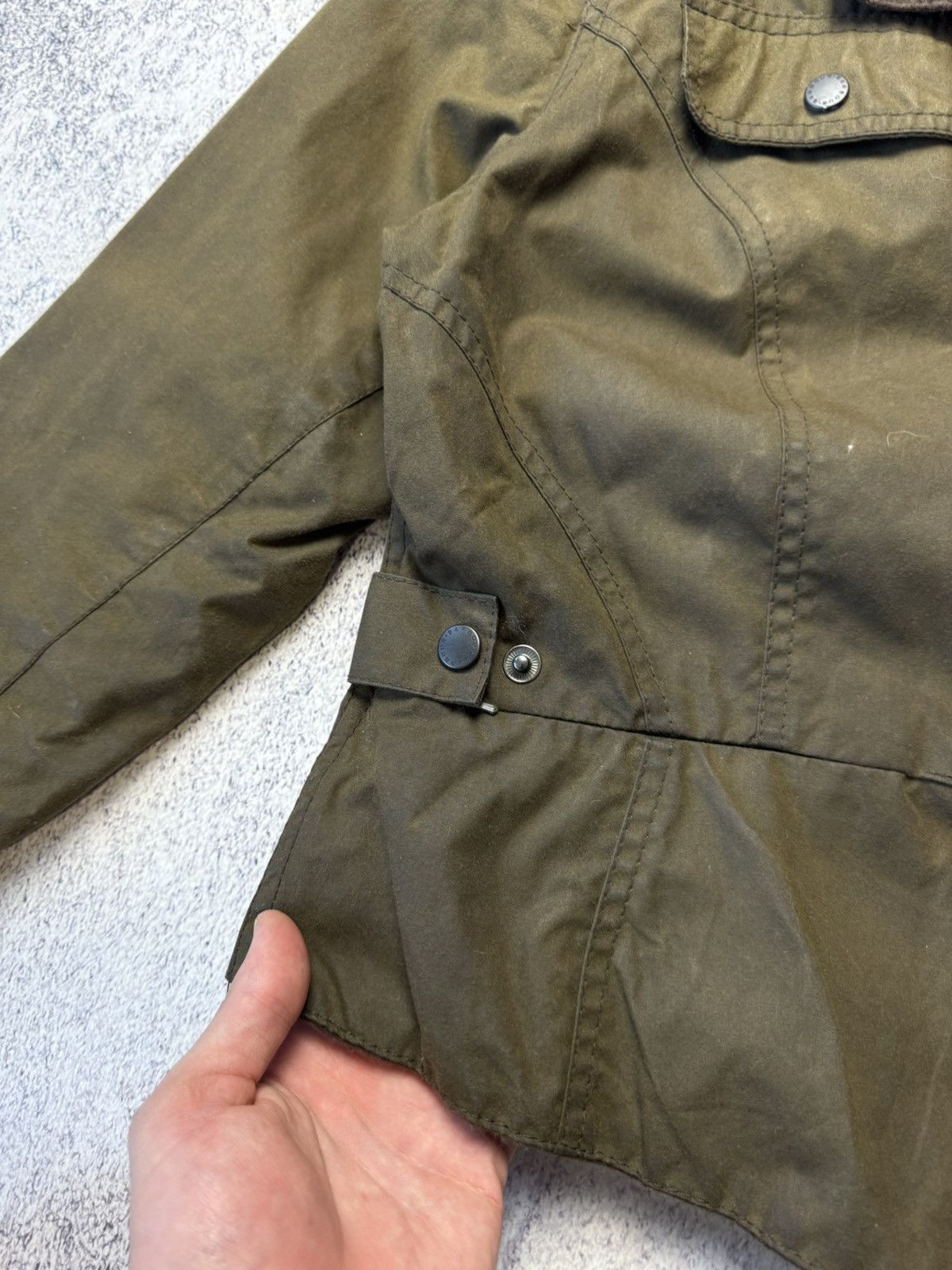 Barbour Women's Made in England Waxed Peplum Jacket - Sage