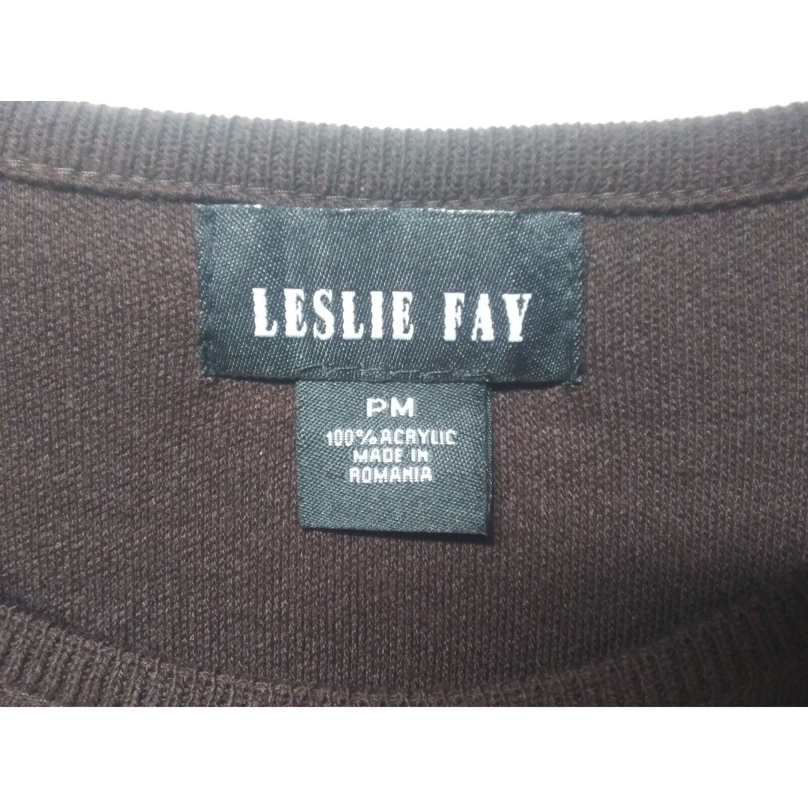 Vintage NWT Vintage Leslie Fay Sweater Dress Brown Sz PM Applique-de Size M / US 6-8 / IT 42-44 - 8 Thumbnail