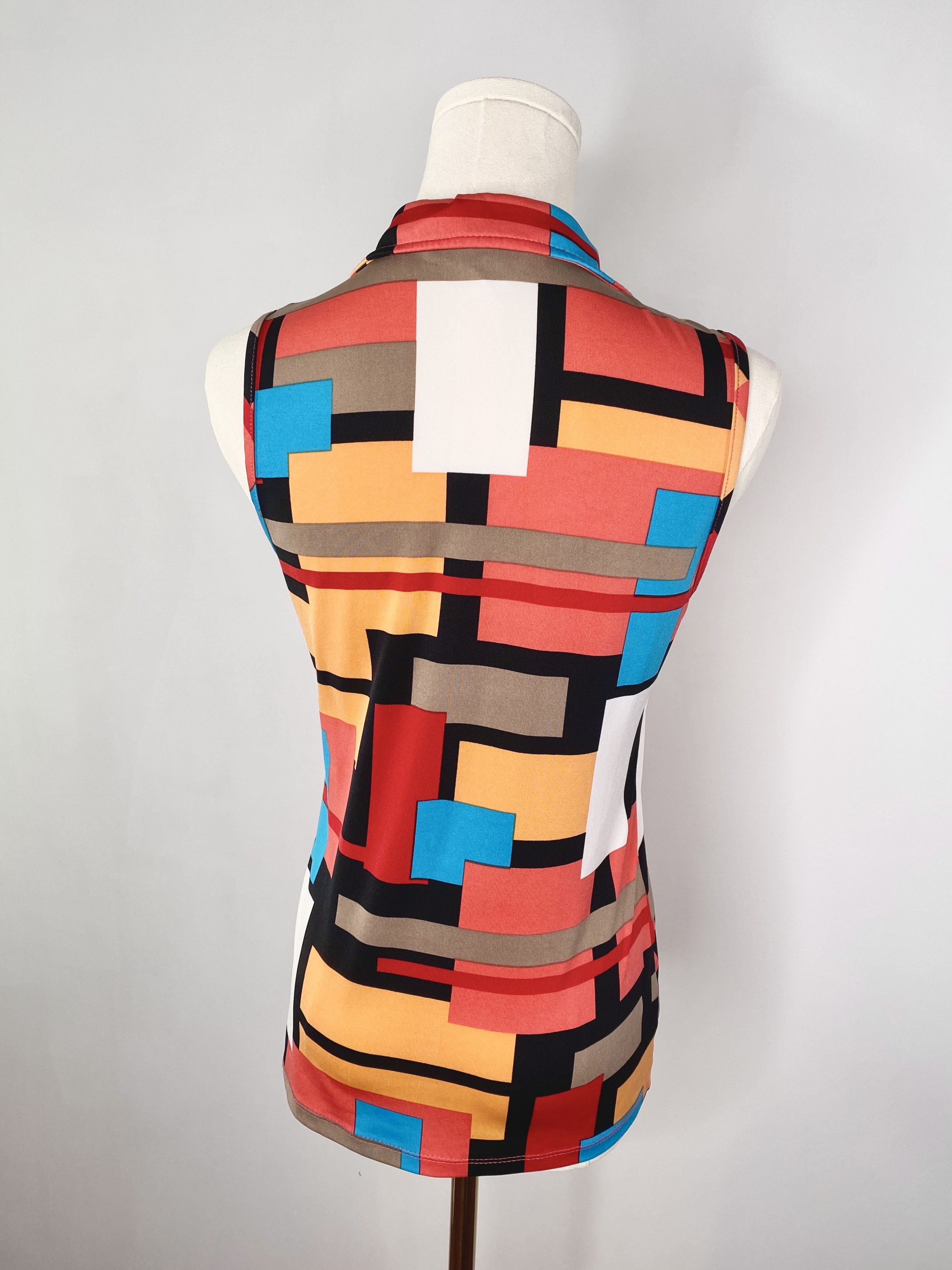 Vintage Geometric Abstract Collared Tank Top Size S / US 4 / IT 40 - 5 Thumbnail