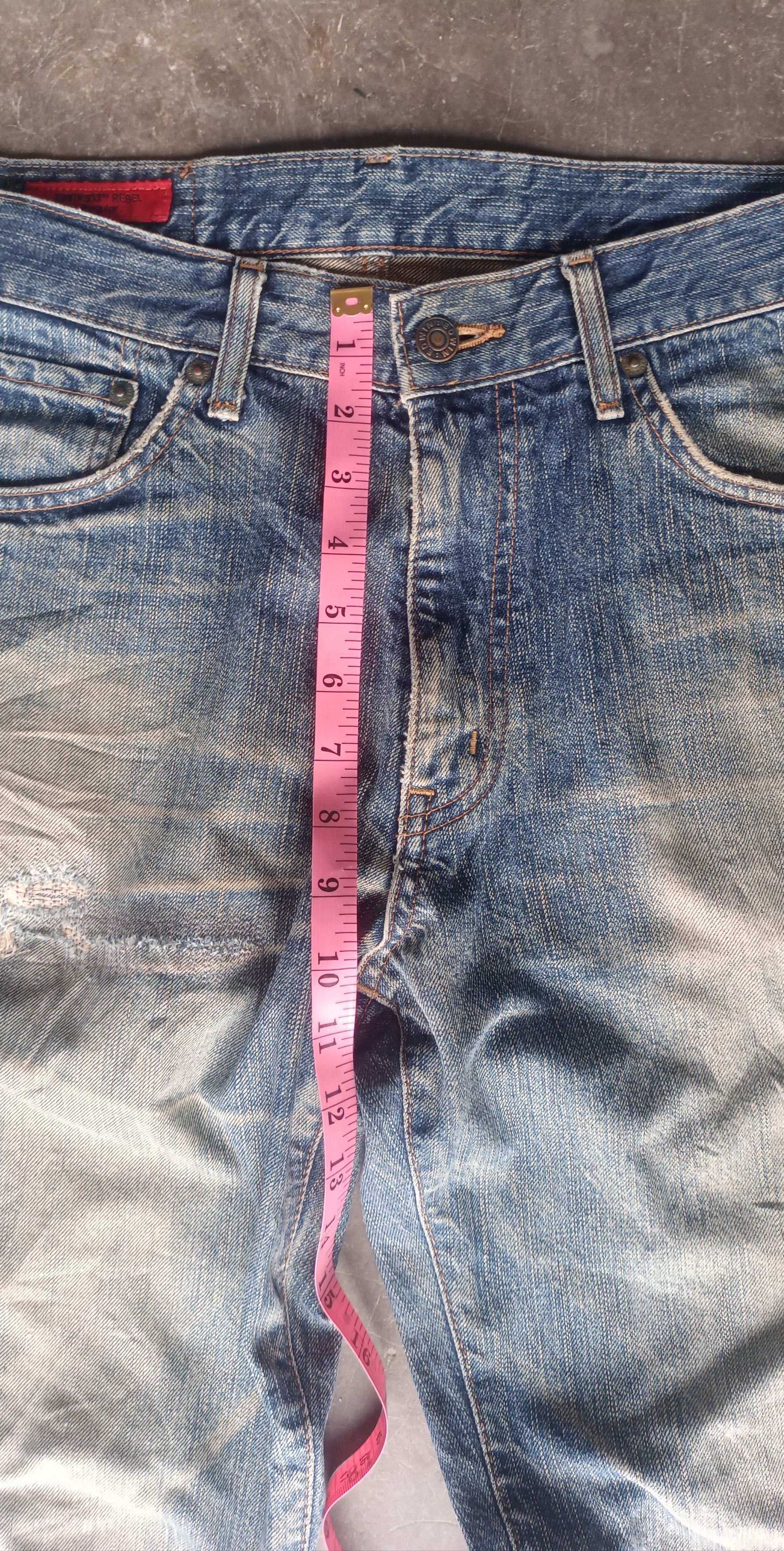 Edwin × Vintage Vintage💥 Edwin 503 REBEL Regular Distressed jeans Size US 31 - 15 Thumbnail