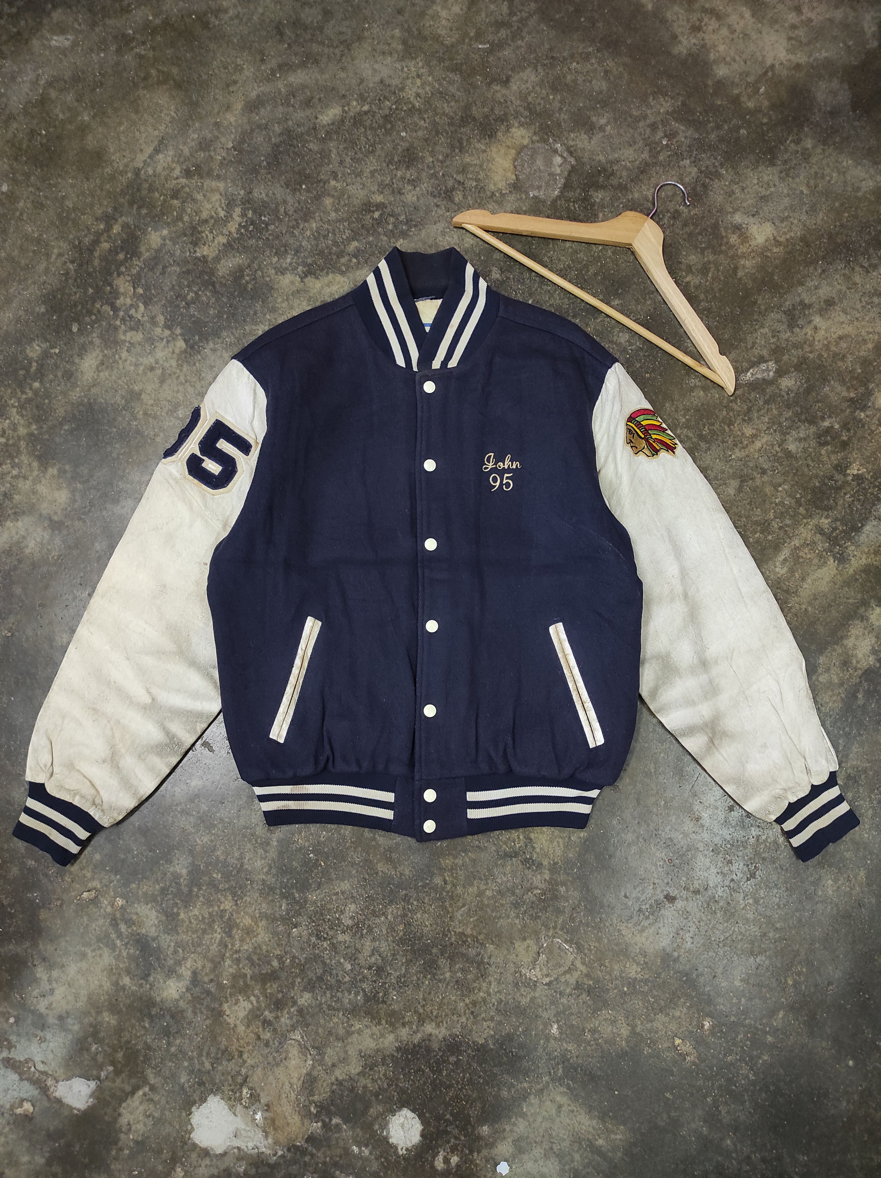 Rennoc × Vintage RENNOC WARRIORS FOOTBALL JOHN 95 VTG WOOL VARSITY JACKET Size US L / EU 52-54 / 3 - 2 Thumbnail