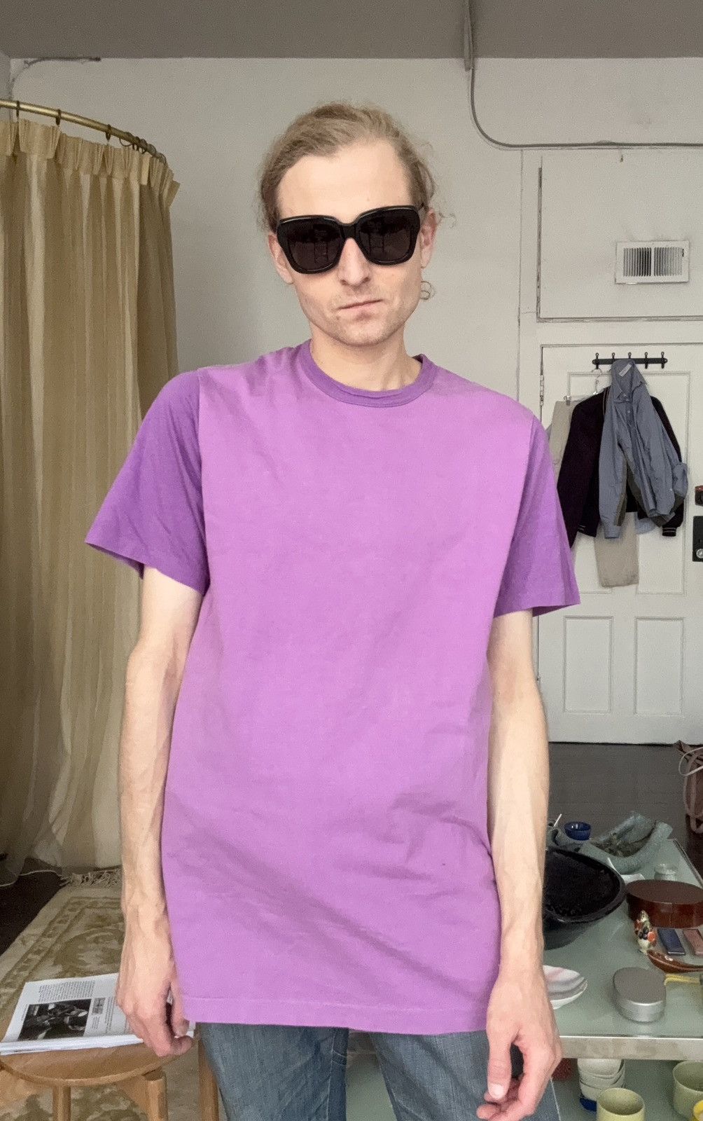Yohji Yamamoto Yohji Yamamoto Y’s for Men SS02 Two Tone Purple T Shirt Size US L / EU 52-54 / 3 - 9 Thumbnail