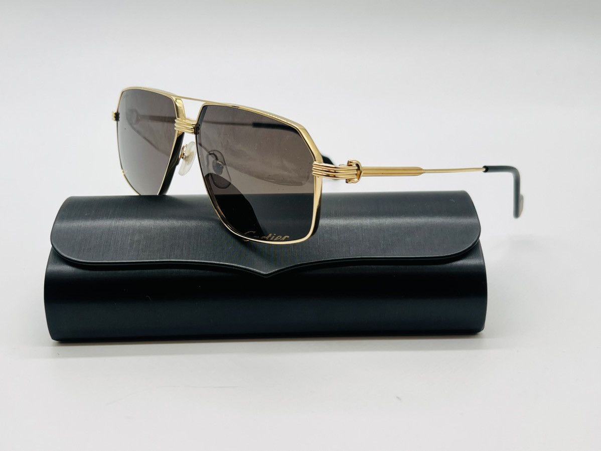 Cartier Cartier CT0270S 001 Square Gold Grey Cartier Sunglasses Size ONE SIZE - 4 Thumbnail