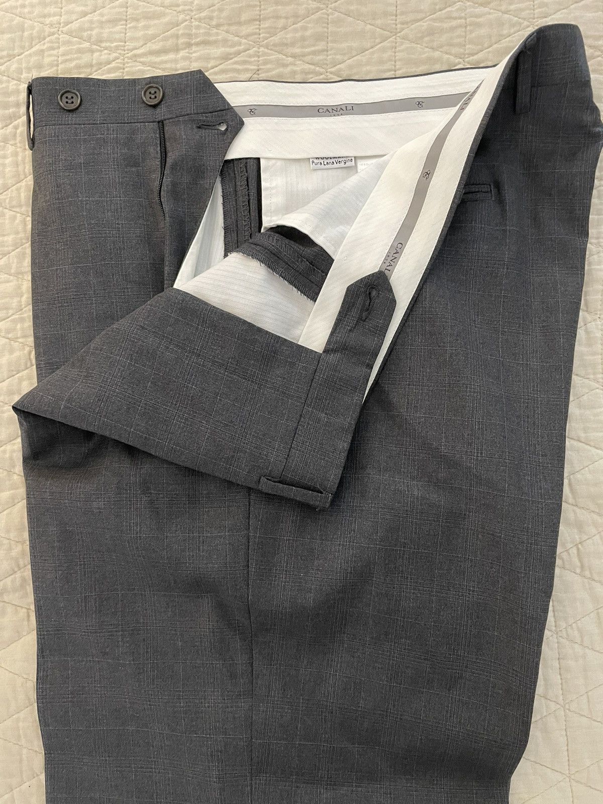 Canali Subtle Check Wool Suit Size 42L - 12 Thumbnail