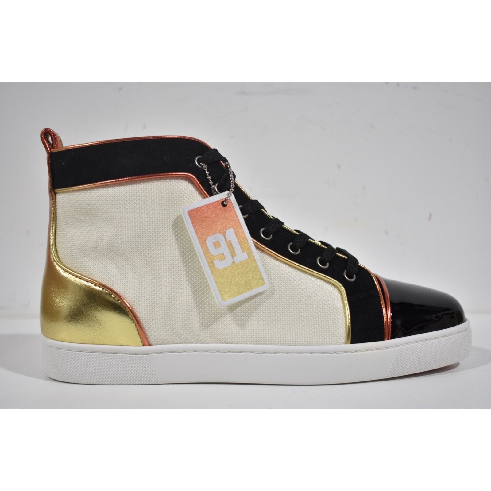 Christian Louboutin Christian Louboutin Mens Louis SB22 Flat Black White Size US 11 / EU 44 - 1 Thumbnail
